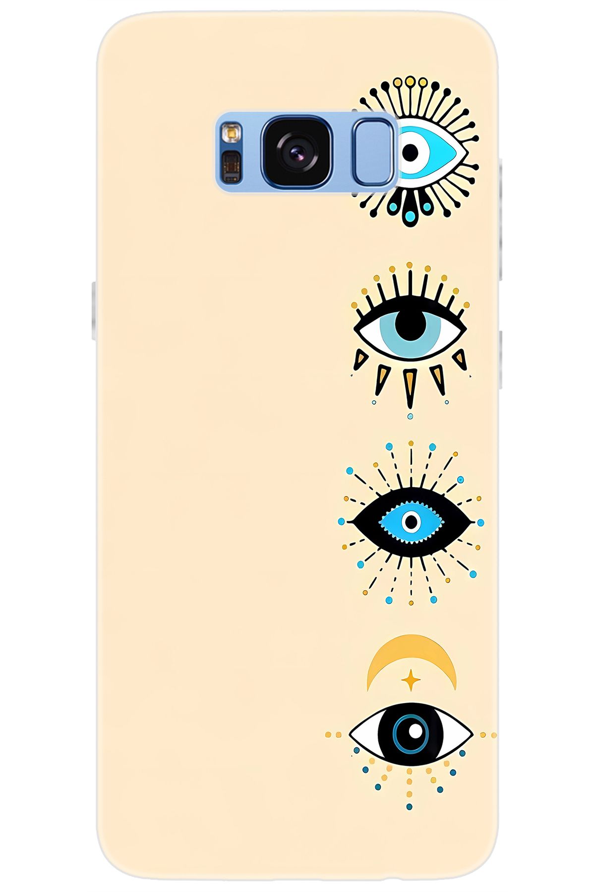 Ceppare Samsung Galaxy S8 (SM-G950F) Uyumlu Kılıf Desen Baskılı Silikon Nazar Gözler STK:742 CP-J2WEKqC