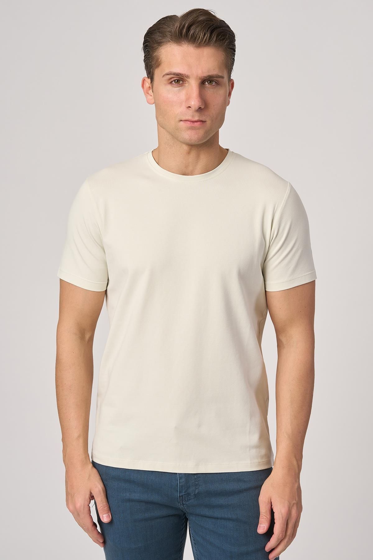 White Stone WHİTE STONE 2025-Y 2576 BİSİKLET YAKA TSHIRT FİL DİŞİ