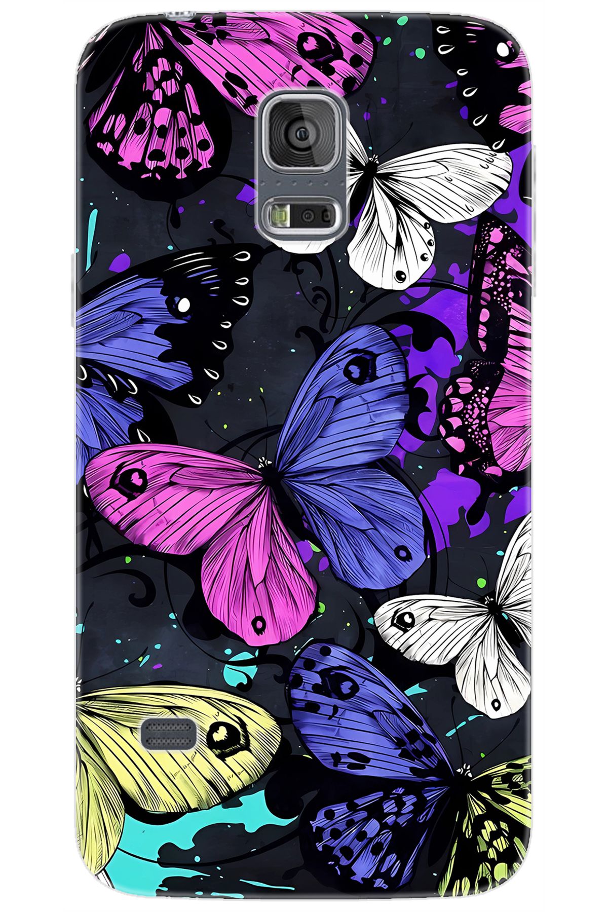 Ceppare Samsung Galaxy S5 (SM-G900F) Uyumlu Kılıf Desen Baskı Silikon Kalp Yapan Kelebek STK:651 CP-G3sIjPt