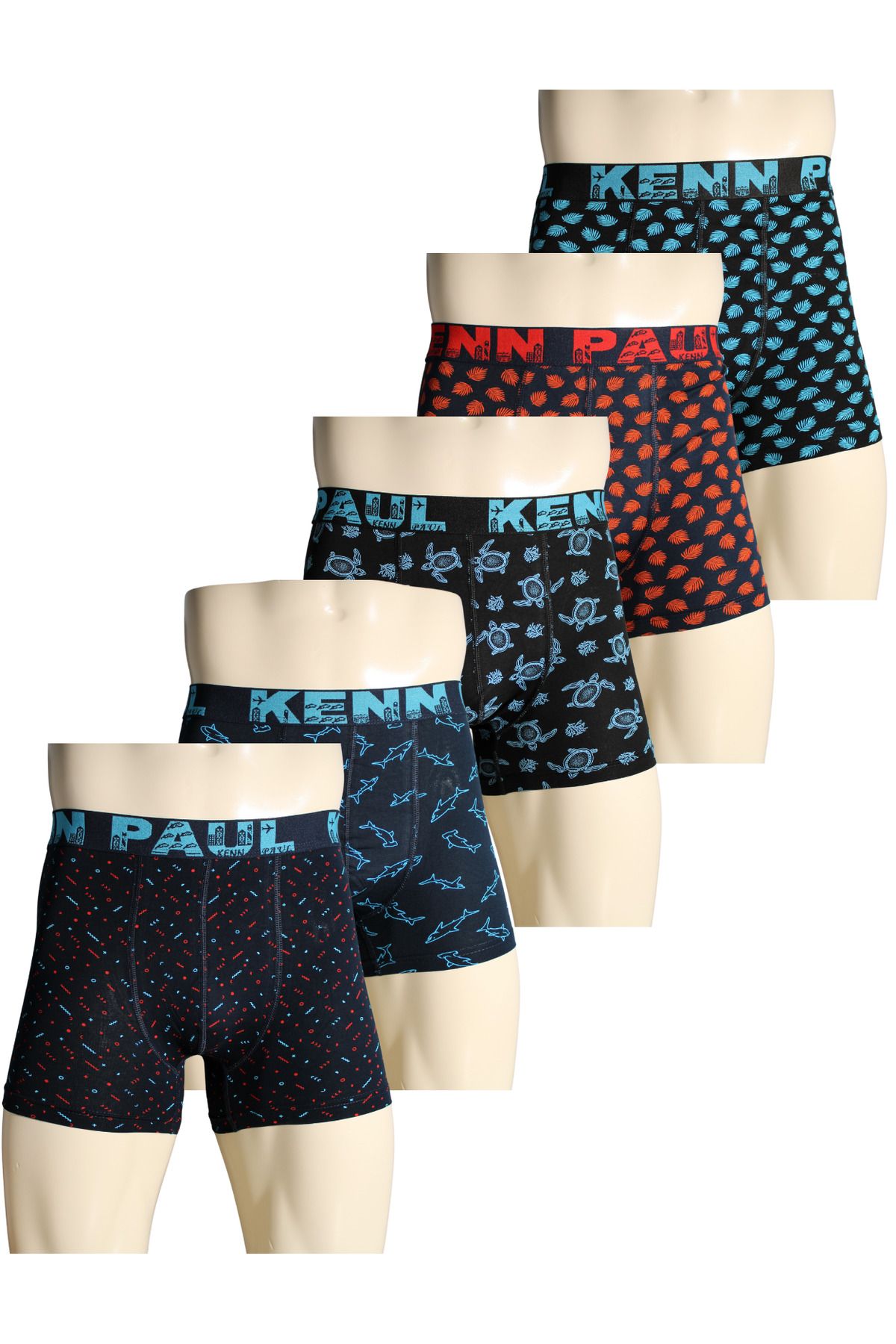 Kennpaul 5'li Desenli Pamuklu Lüks Boxer | Konforlu Boxer | Yumuşak