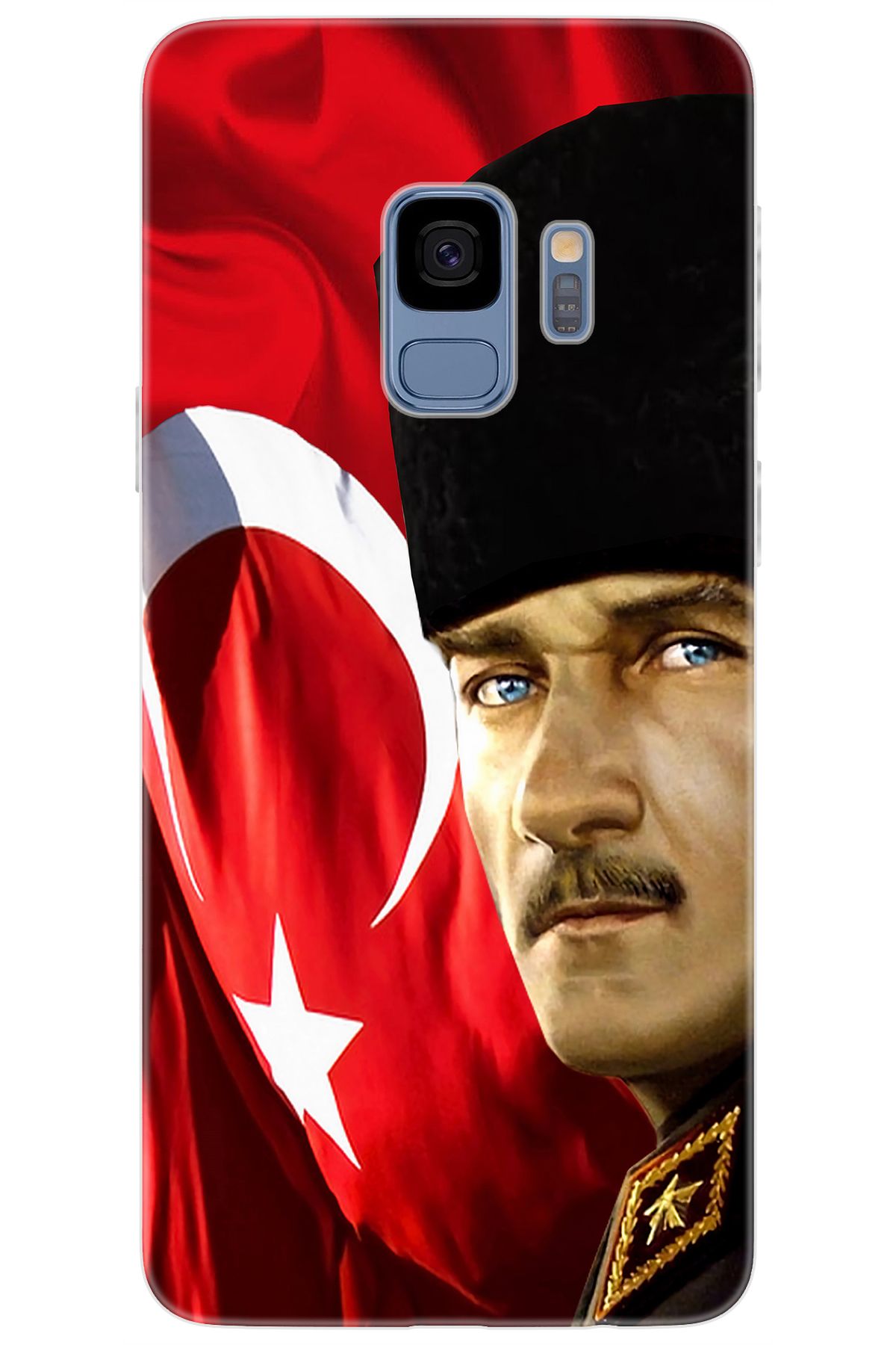 Ceppare Samsung Galaxy S9 (SM-G960F) Uyumlu Kılıf Desen Silikon Atatürk ve Türk Bayrağı STK:726 CP-bCAtknW
