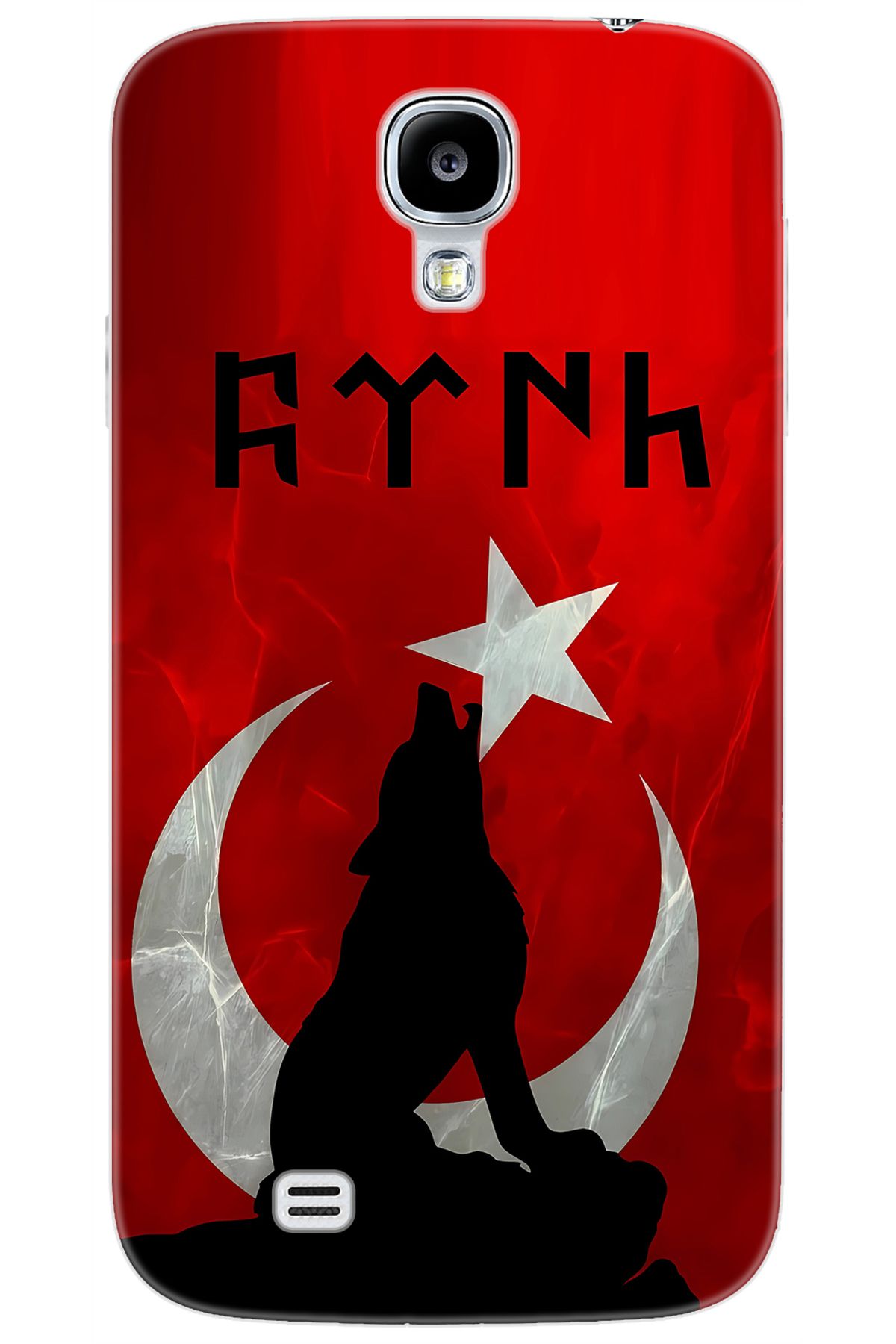 Ceppare Samsung Galaxy S4 (GT-I9500) Uyumlu Kılıf Desen Baskı Silikon Kurt ve Göktürkçe STK:637 CP-xhI9cW4