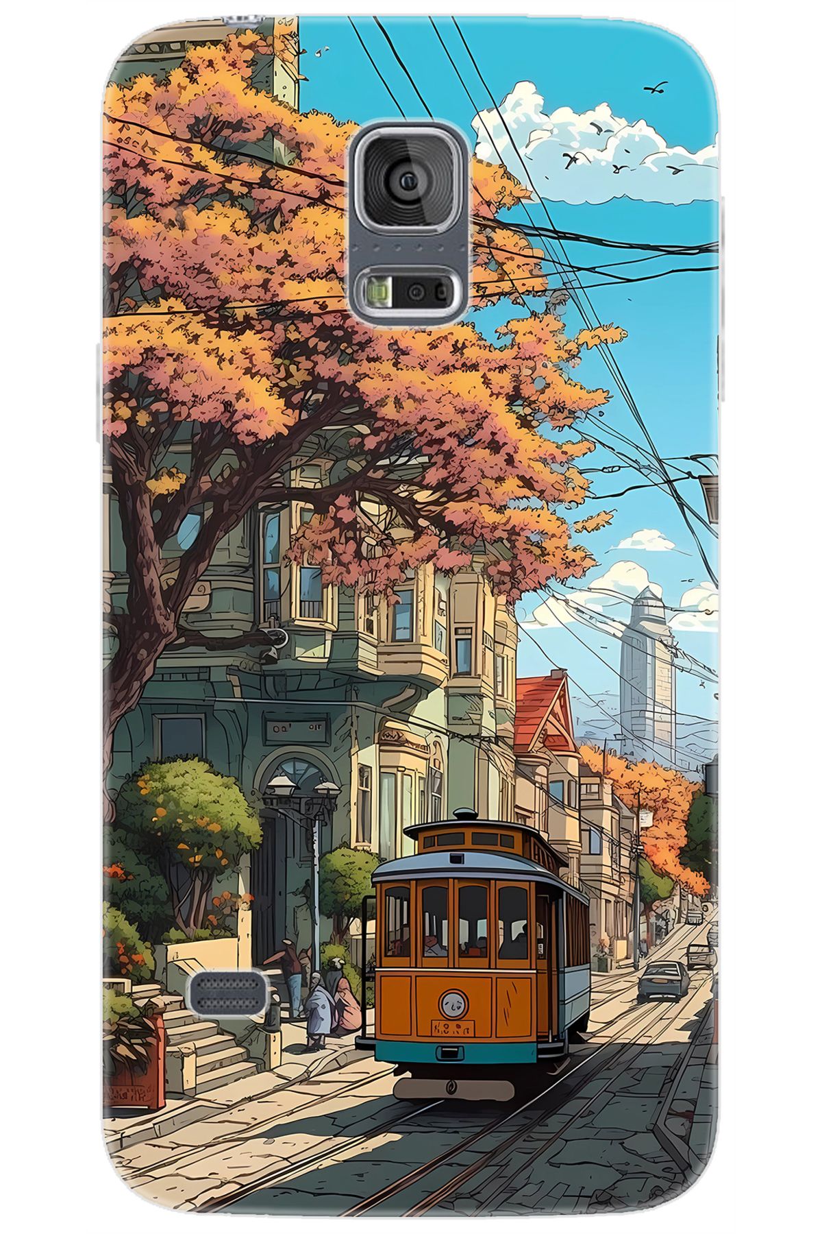 Ceppare Samsung Galaxy S5 (SM-G900F) Uyumlu Kılıf Desen Baskılı Silikon Tramvay STK:645 CP-ZgQAGUd