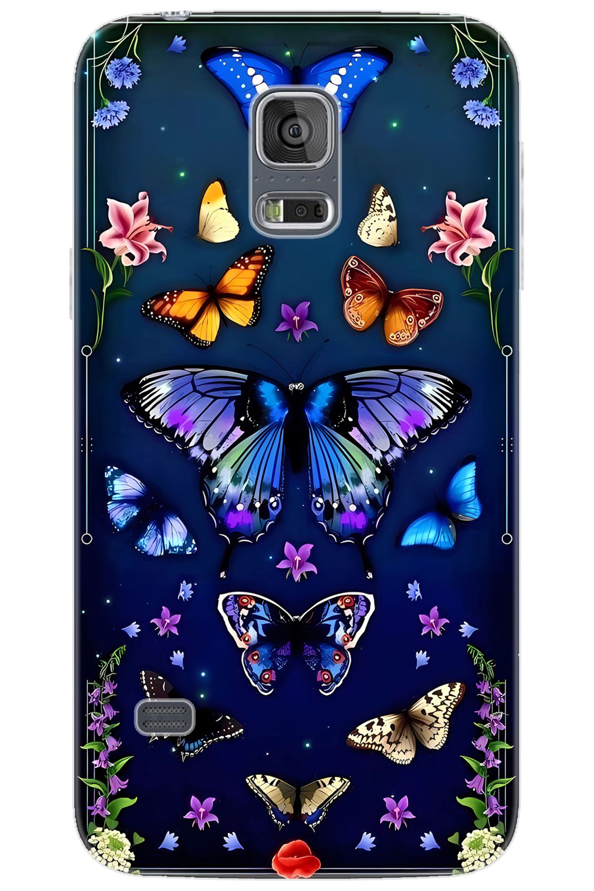 Ceppare Samsung Galaxy S5 (SM-G900F) Uyumlu Kılıf Desen Baskılı Silikon Kelebek STK:669 CP-S00aPHD