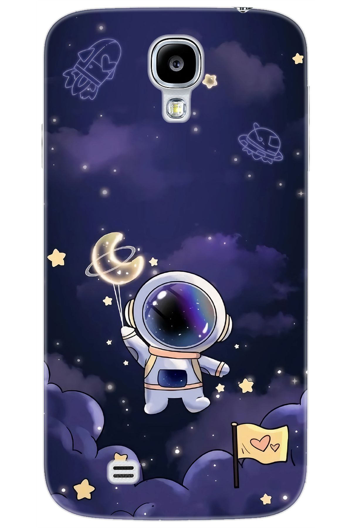 Ceppare Samsung Galaxy S4 (GT-I9500) Uyumlu Kılıf Desen Baskılı Silikon Astronot STK:738 CP-jt1hCWg