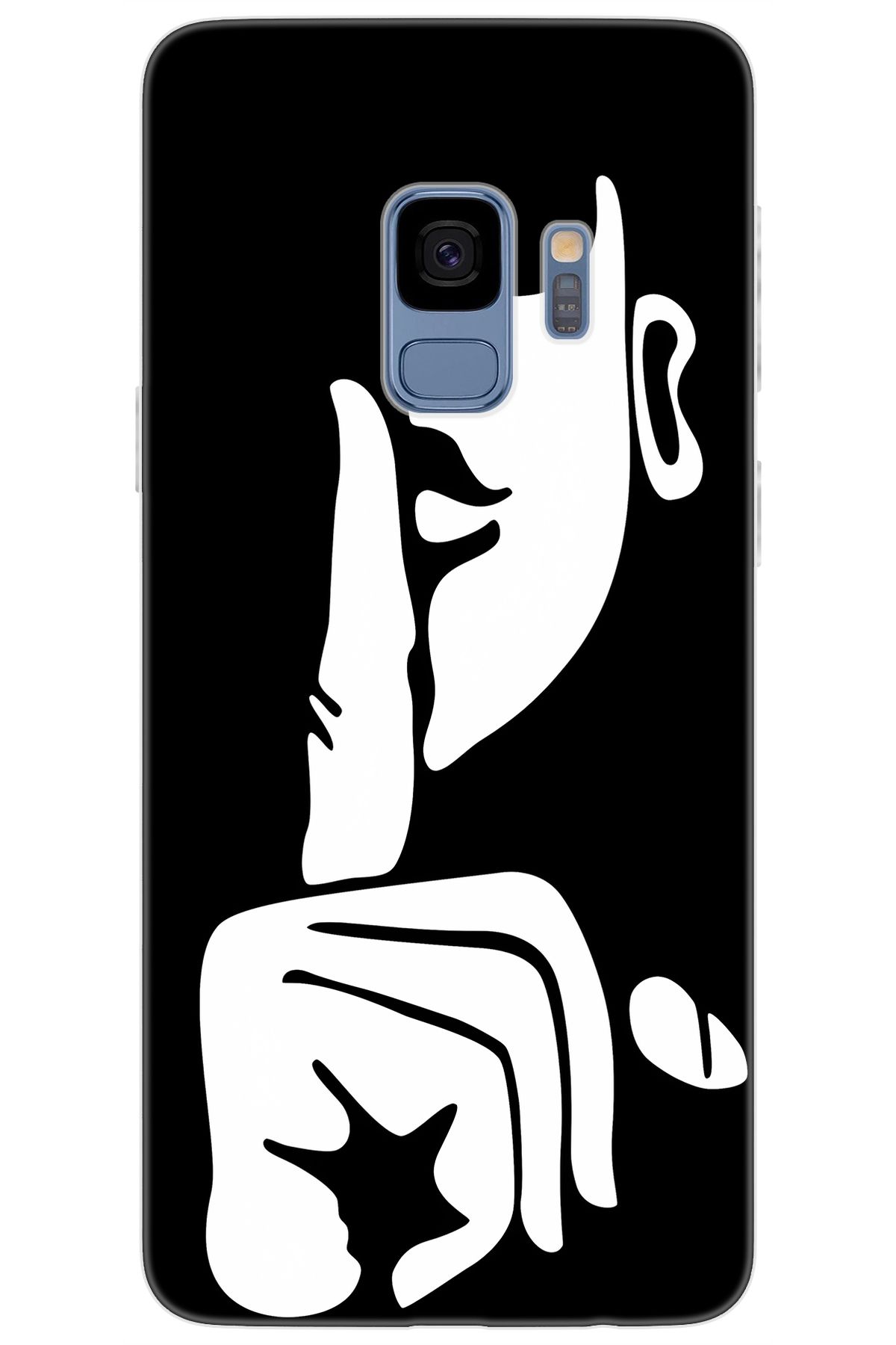 Ceppare Samsung Galaxy S9 (SM-G960F) Uyumlu Kılıf Desenli Silikon Siyah Beyaz Sessizlik STK:653 CP-aK7xfkm