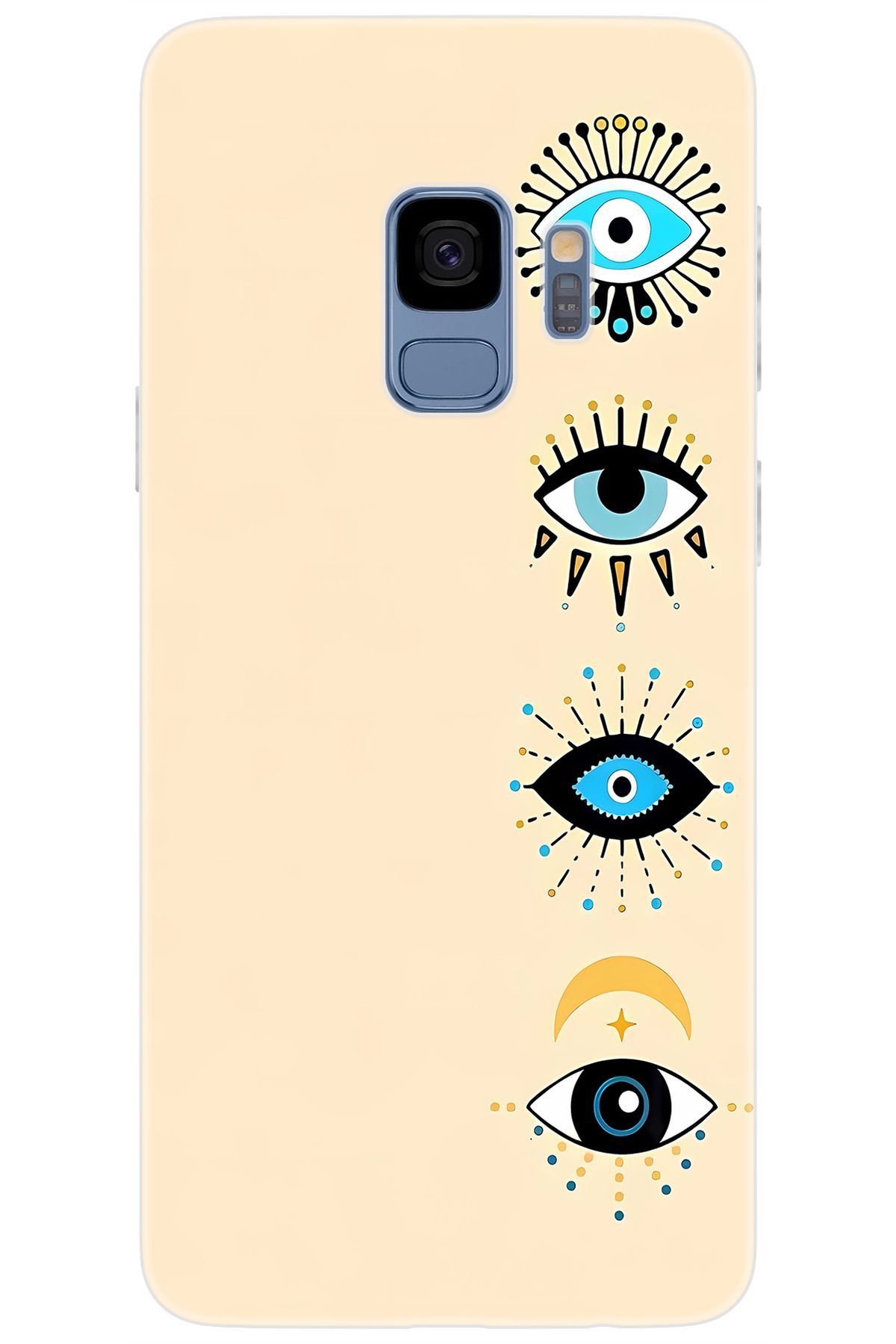 Ceppare Samsung Galaxy S9 (SM-G960F) Uyumlu Kılıf Desen Baskılı Silikon Nazar Gözler STK:742 CP-nyxqy32