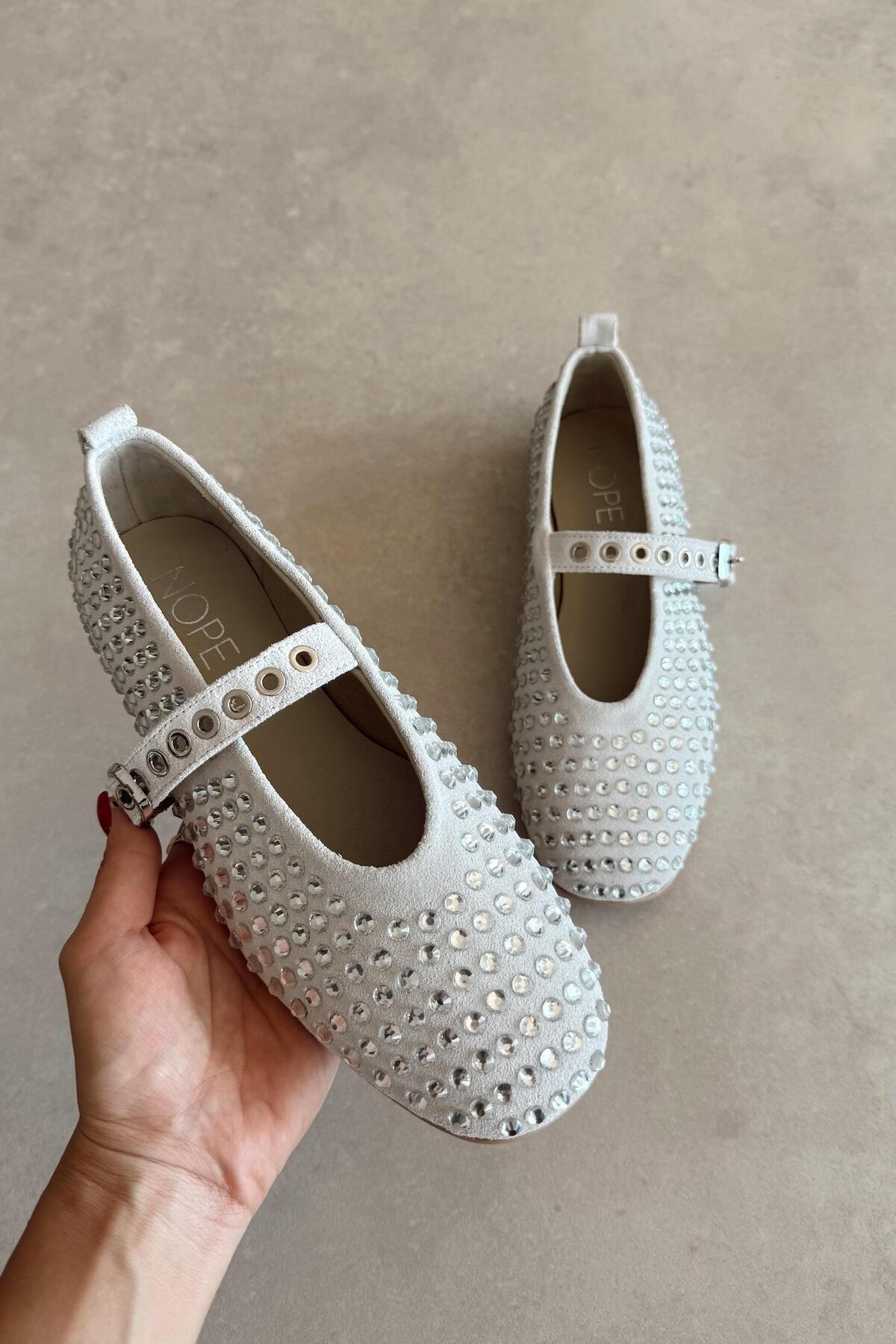 nope21shoess Kensie Beyaz Hakiki Deri Babet