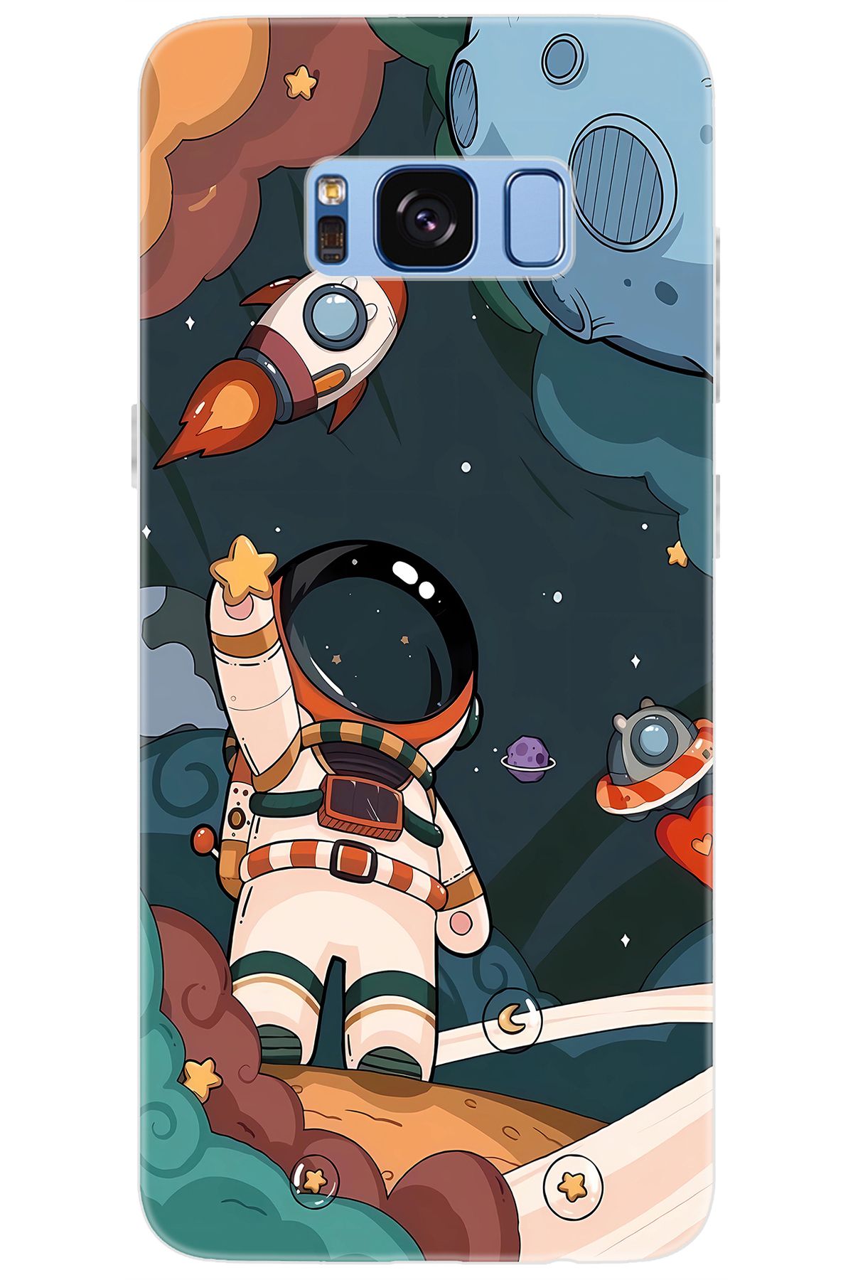 Ceppare Samsung Galaxy S8 (SM-G950F) Uyumlu Kılıf Desen Baskılı Silikon Astronot STK:696 CP-3iW0sb9