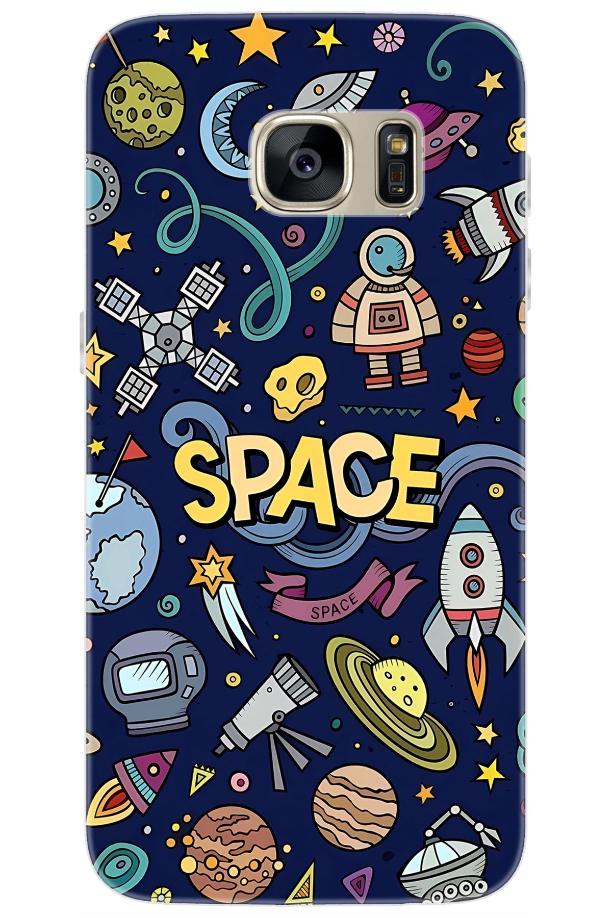Ceppare Samsung Galaxy S7 (SM-G930F) Uyumlu Kılıf Desen Baskılı Silikon Space STK:623 CP-LX8YDOi
