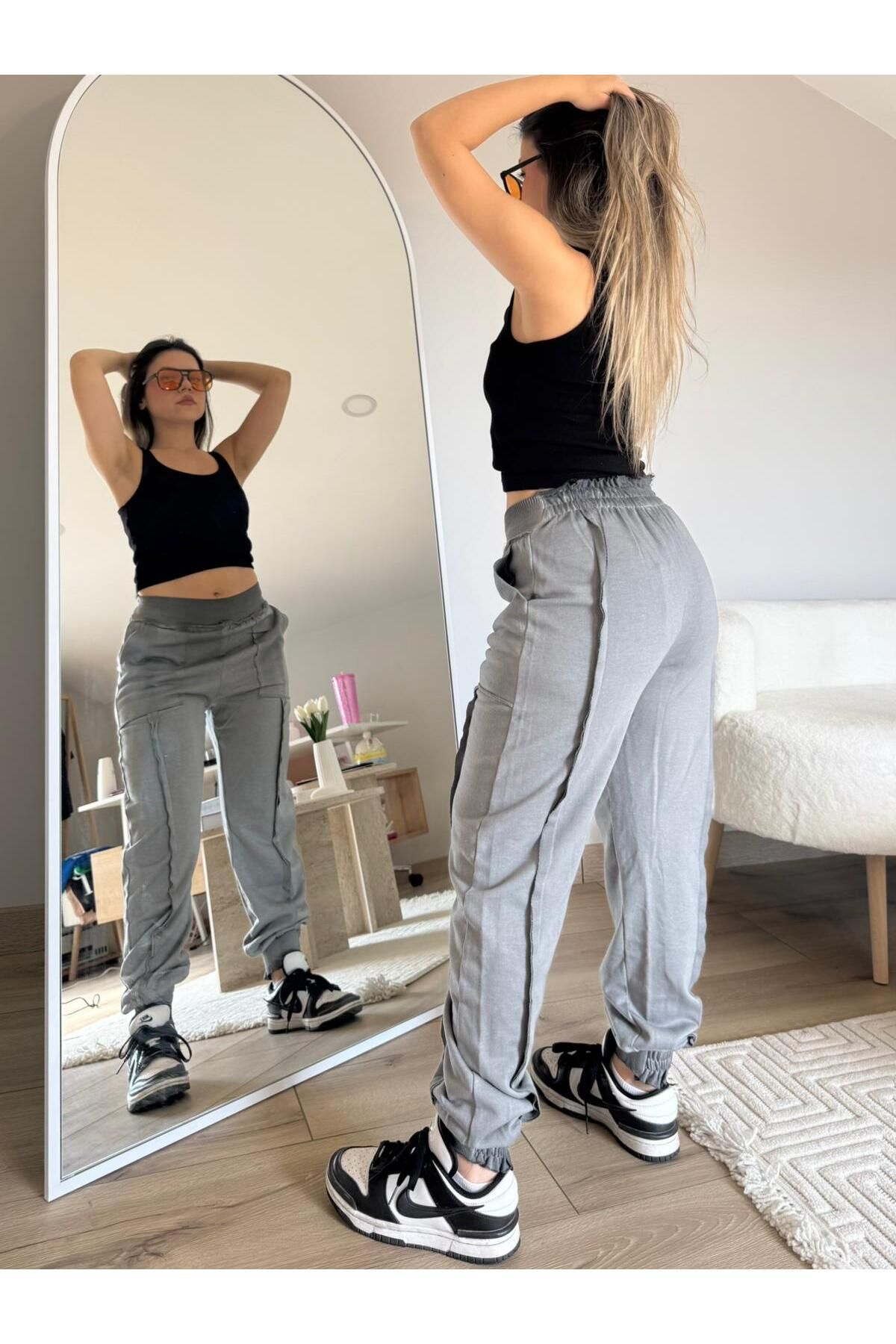 byserayakyol Şalvar Model Yıkamalı Jogger Pantolon