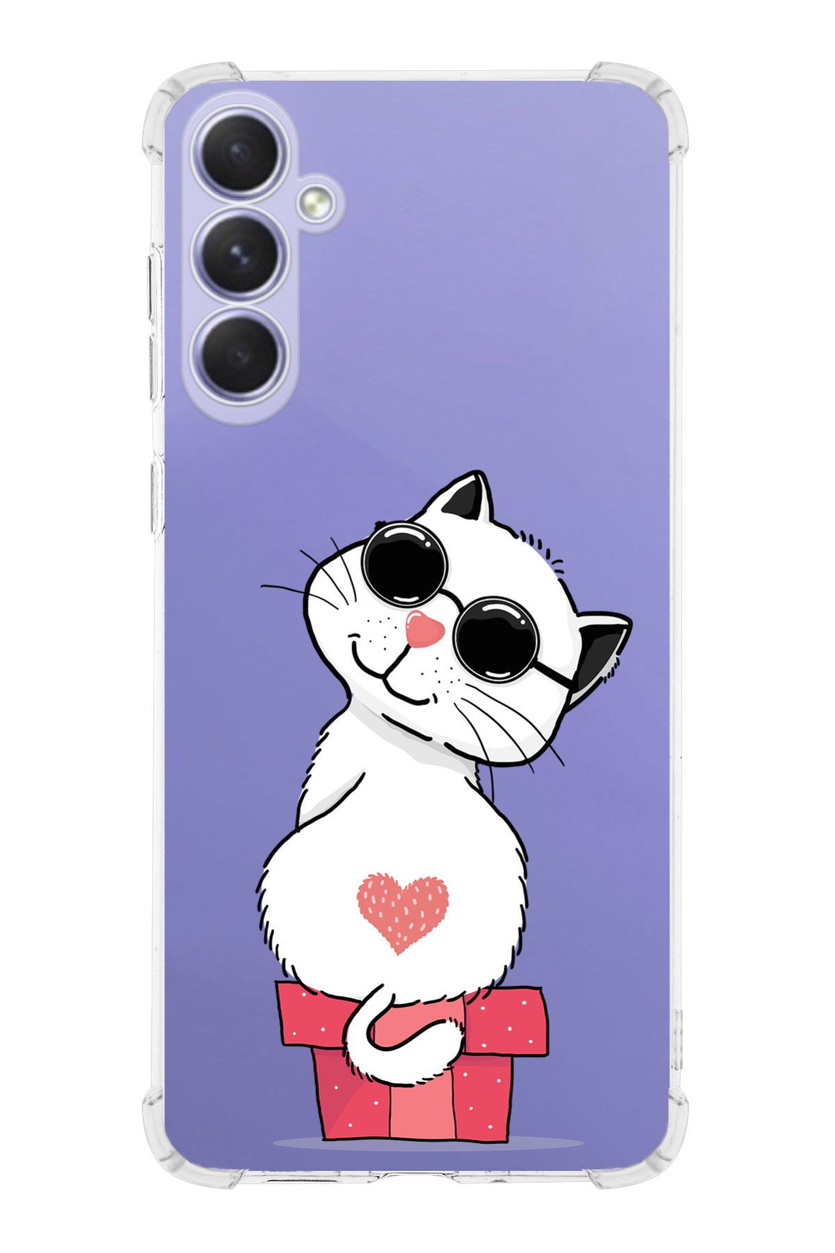 PrintiFy PrinriFy Samsung Galaxy A56 Uyumlu CoolCat Baskılı Şeffaf Köşe Korumalı Antişok Kılıf