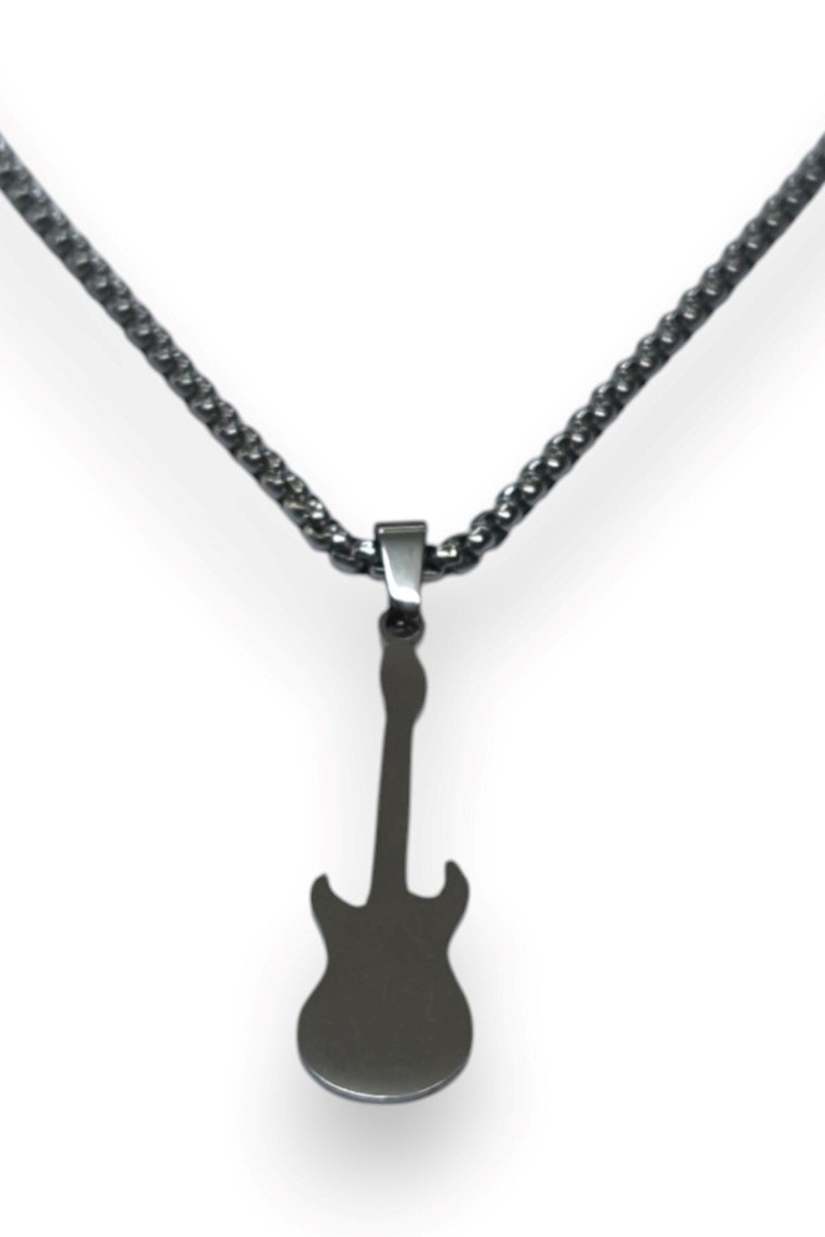 X-Lady Accessories Gümüş Renk Gitar Model Unisex Arnavut Zincir Çelik Kolye - 3317