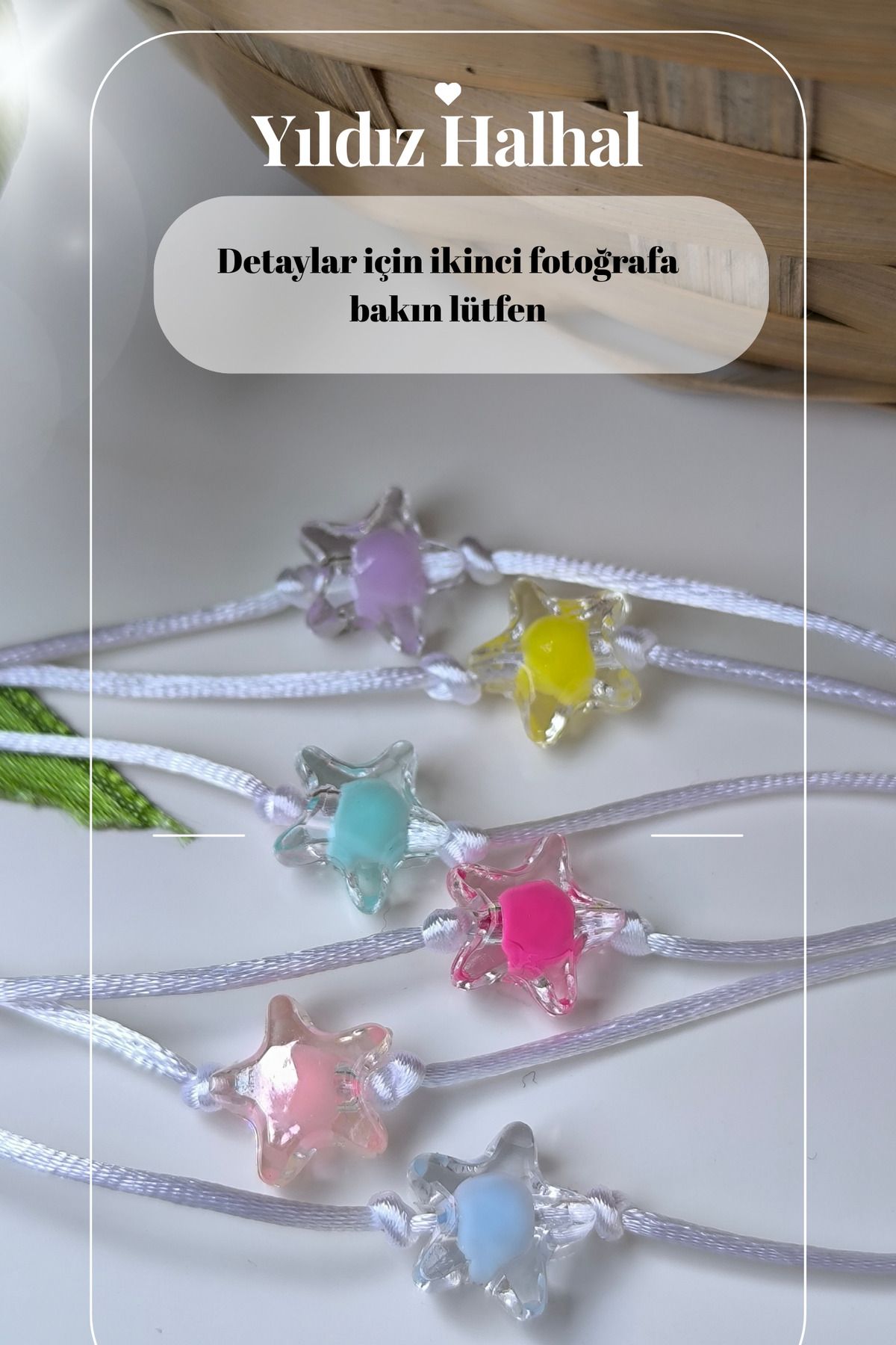 Esey Dizayn Yıldız Halhal Beyaz İpli 6 Adet
