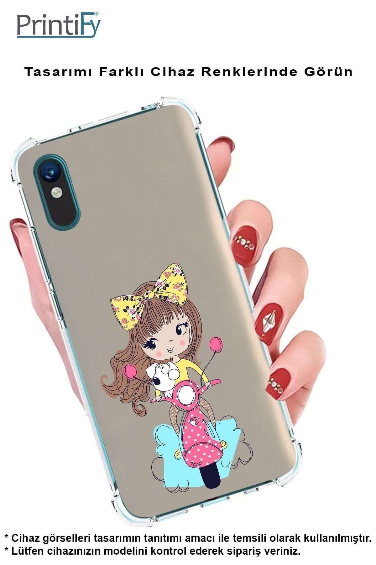 PrintiFy PrinriFy Samsung Galaxy A56 Uyumlu VespaGirl Baskılı Şeffaf Köşe Korumalı Antişok Kılıf