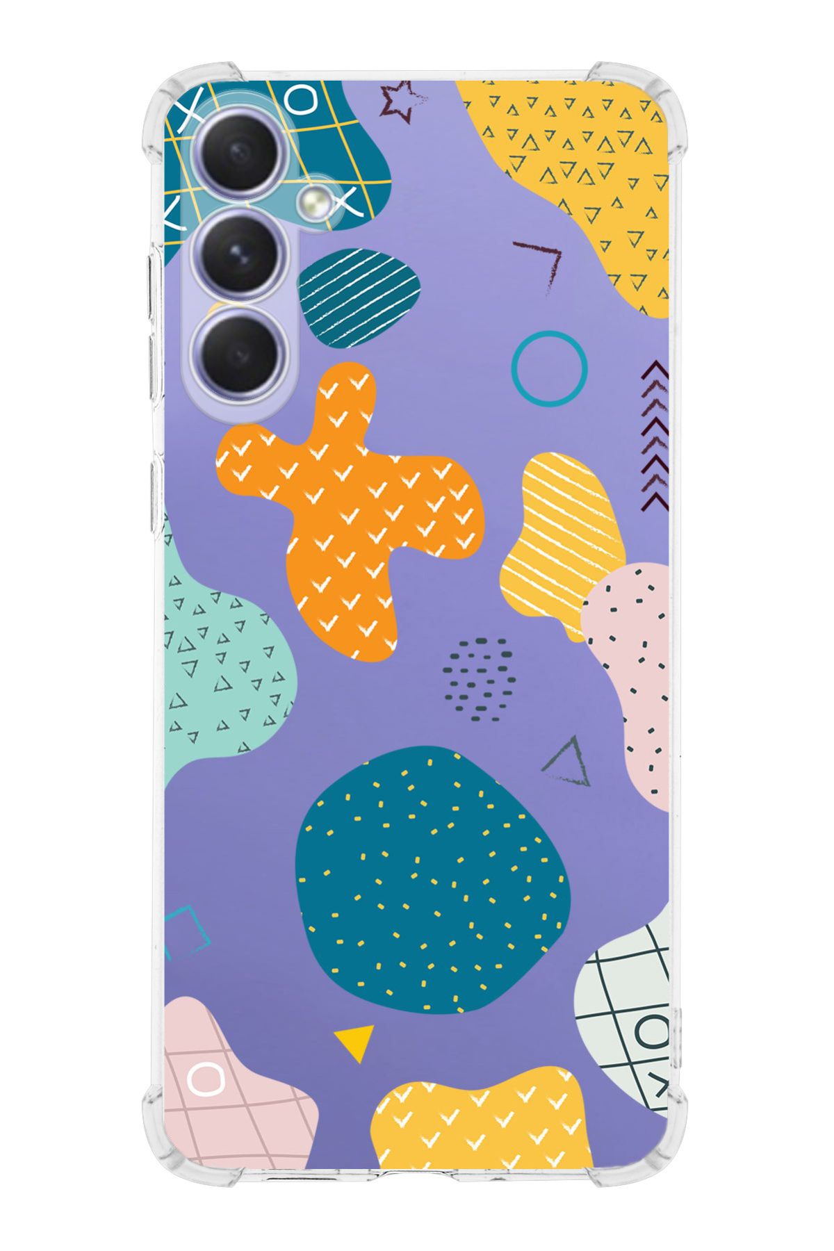 PrintiFy PrinriFy Samsung Galaxy A56 Uyumlu Geometrik Şekiller Baskılı Şeffaf Köşe Korumalı Antişok Kılıf