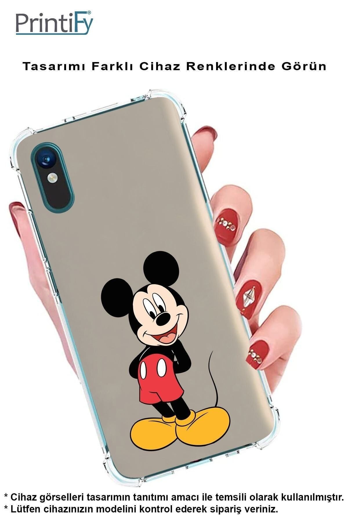 PrintiFy PrinriFy Samsung Galaxy A56 Uyumlu Mickey Mouse 2 Baskılı Şeffaf Köşe Korumalı Antişok Kılıf