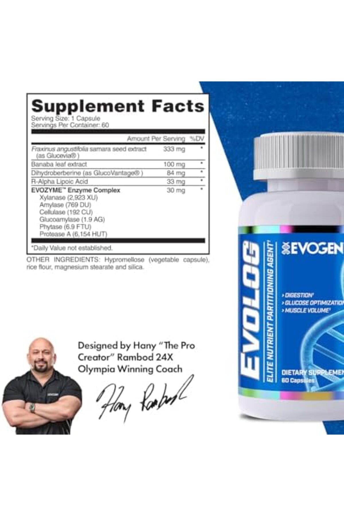 EVOGEN-Evolog, Advanced Nutrient Partioning Agent, Glucevia Fraxinus Angustifolia Extract, GlucoVant 2