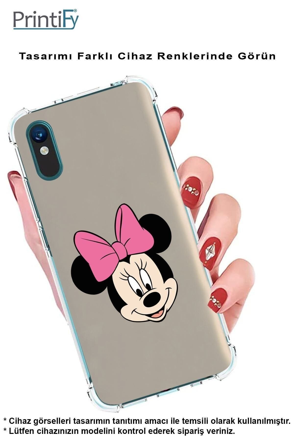 PrintiFy PrinriFy Samsung Galaxy A56 Uyumlu Mickey Mouse 3 Baskılı Şeffaf Köşe Korumalı Antişok Kılıf