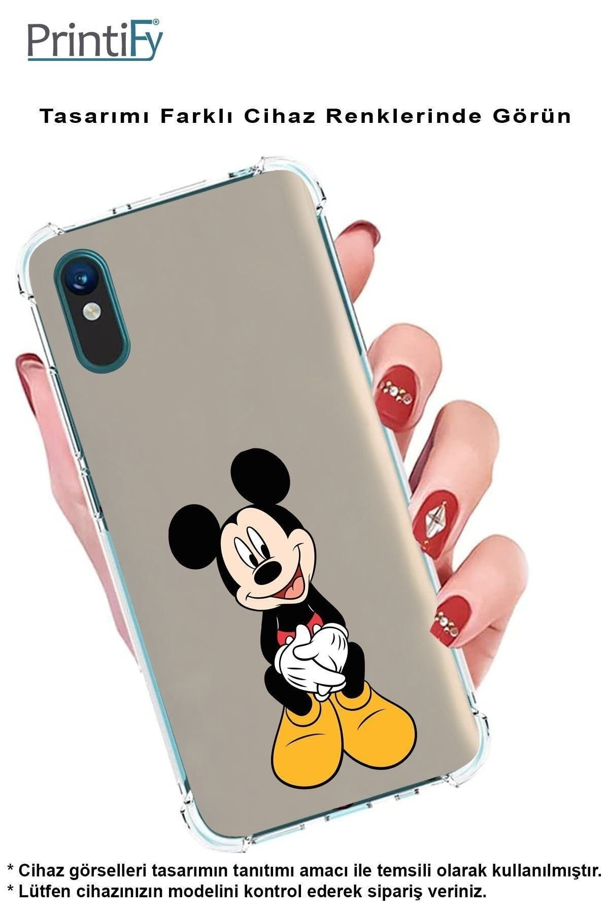PrintiFy PrinriFy Samsung Galaxy A56 Uyumlu Mickey Mouse 1 Baskılı Şeffaf Köşe Korumalı Antişok Kılıf