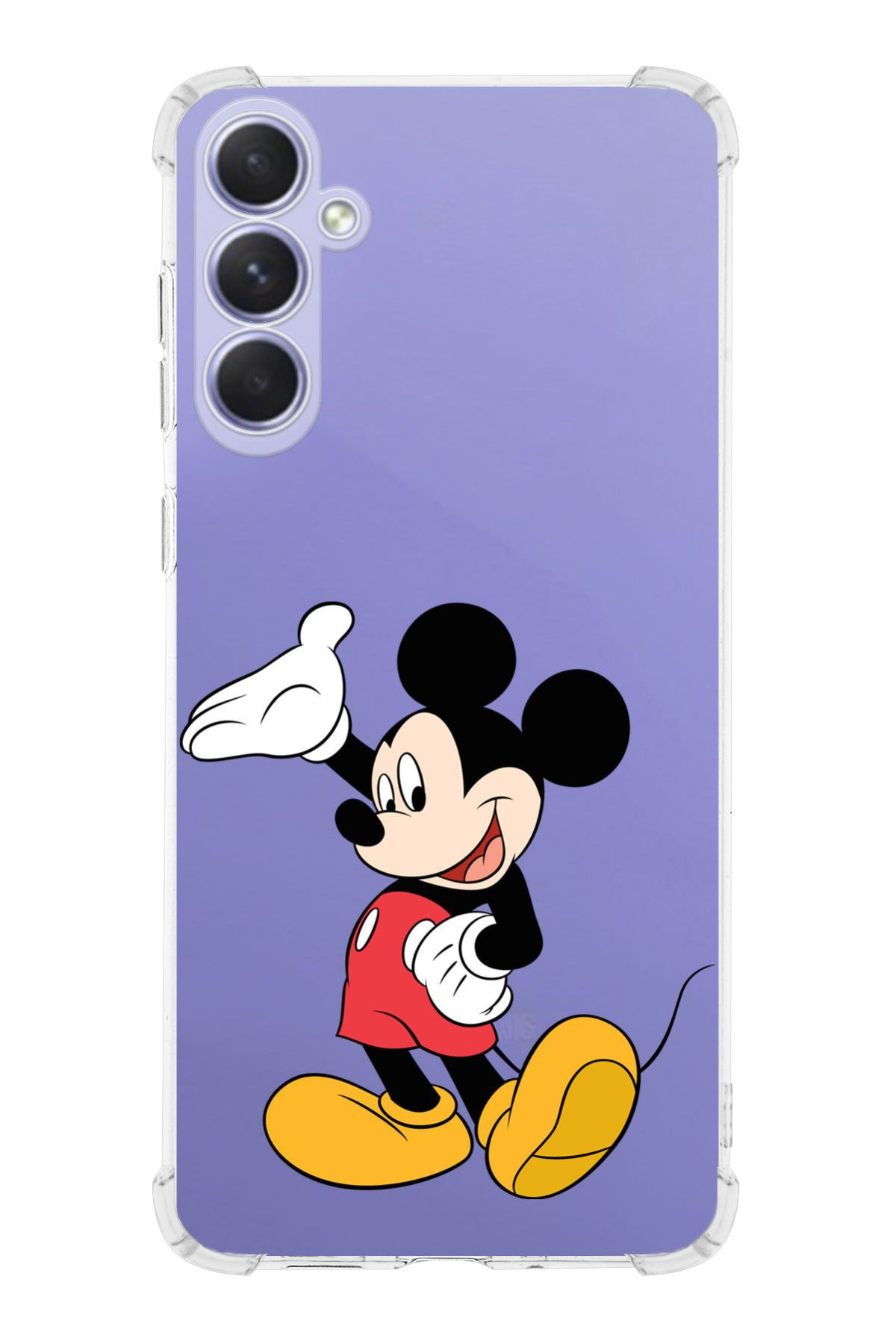 PrintiFy PrinriFy Samsung Galaxy A56 Uyumlu Mickey Mouse 3 Baskılı Şeffaf Köşe Korumalı Antişok Kılıf