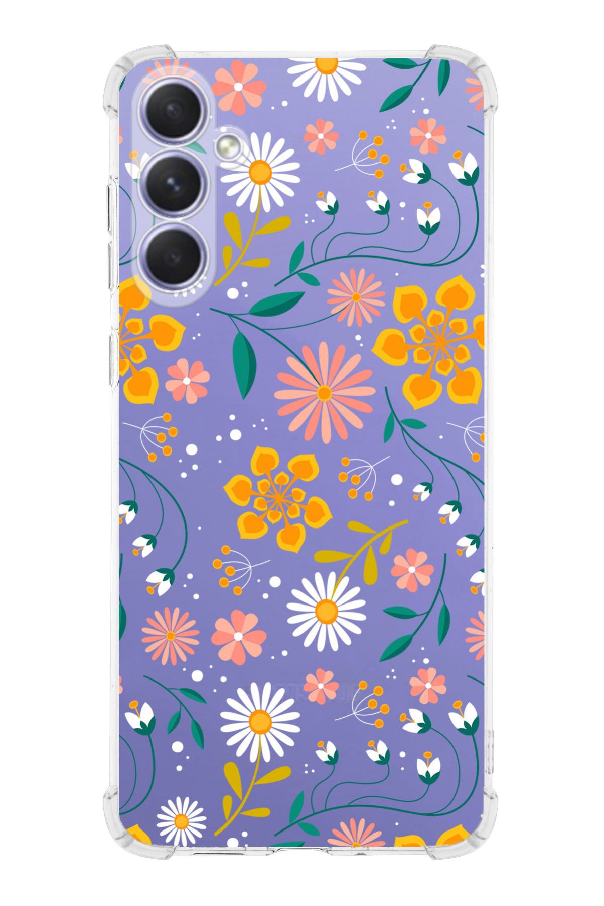 PrintiFy PrinriFy Samsung Galaxy A56 Uyumlu Çiçek Baskılı Şeffaf Köşe Korumalı Antişok Kılıf