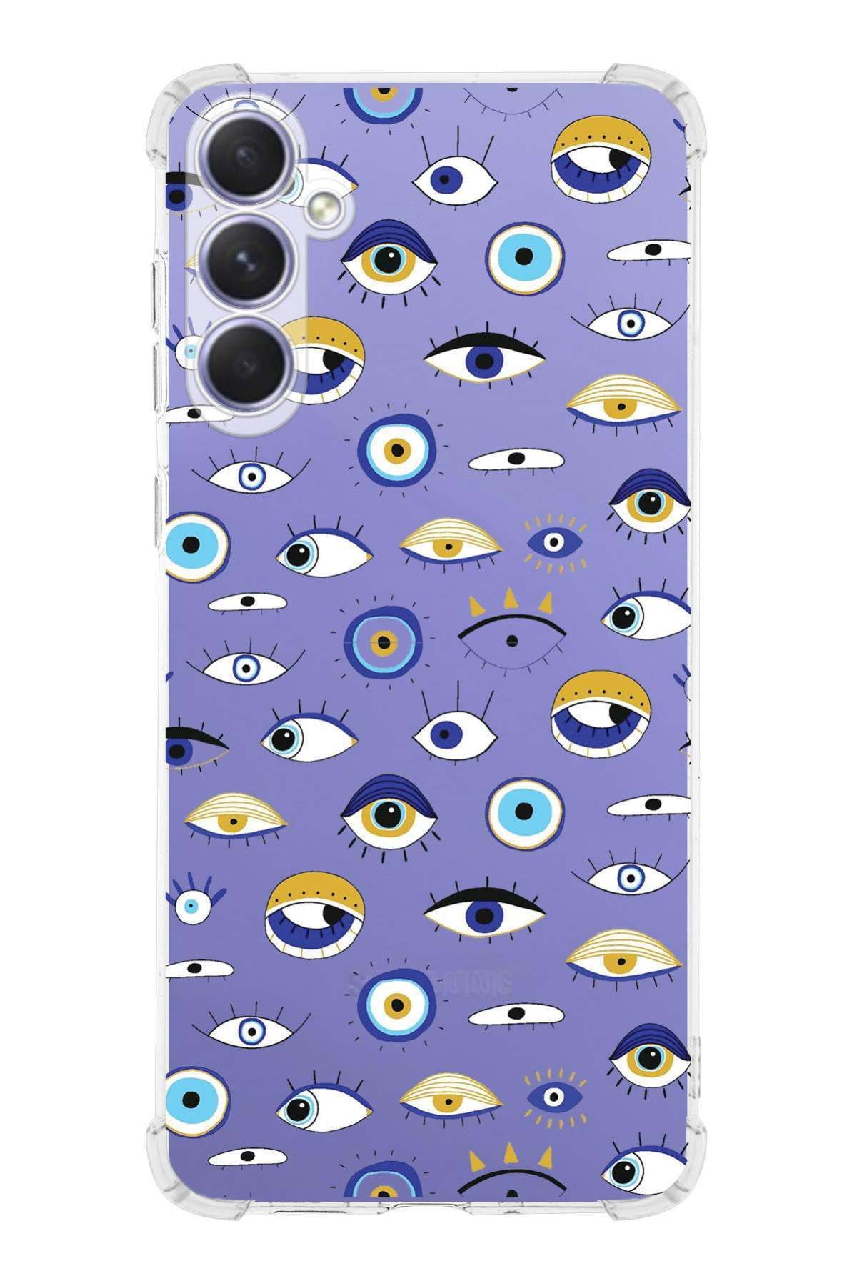 PrintiFy PrinriFy Samsung Galaxy A56 Uyumlu Nazar Boncuğu 2 Baskılı Şeffaf Köşe Korumalı Antişok Kılıf