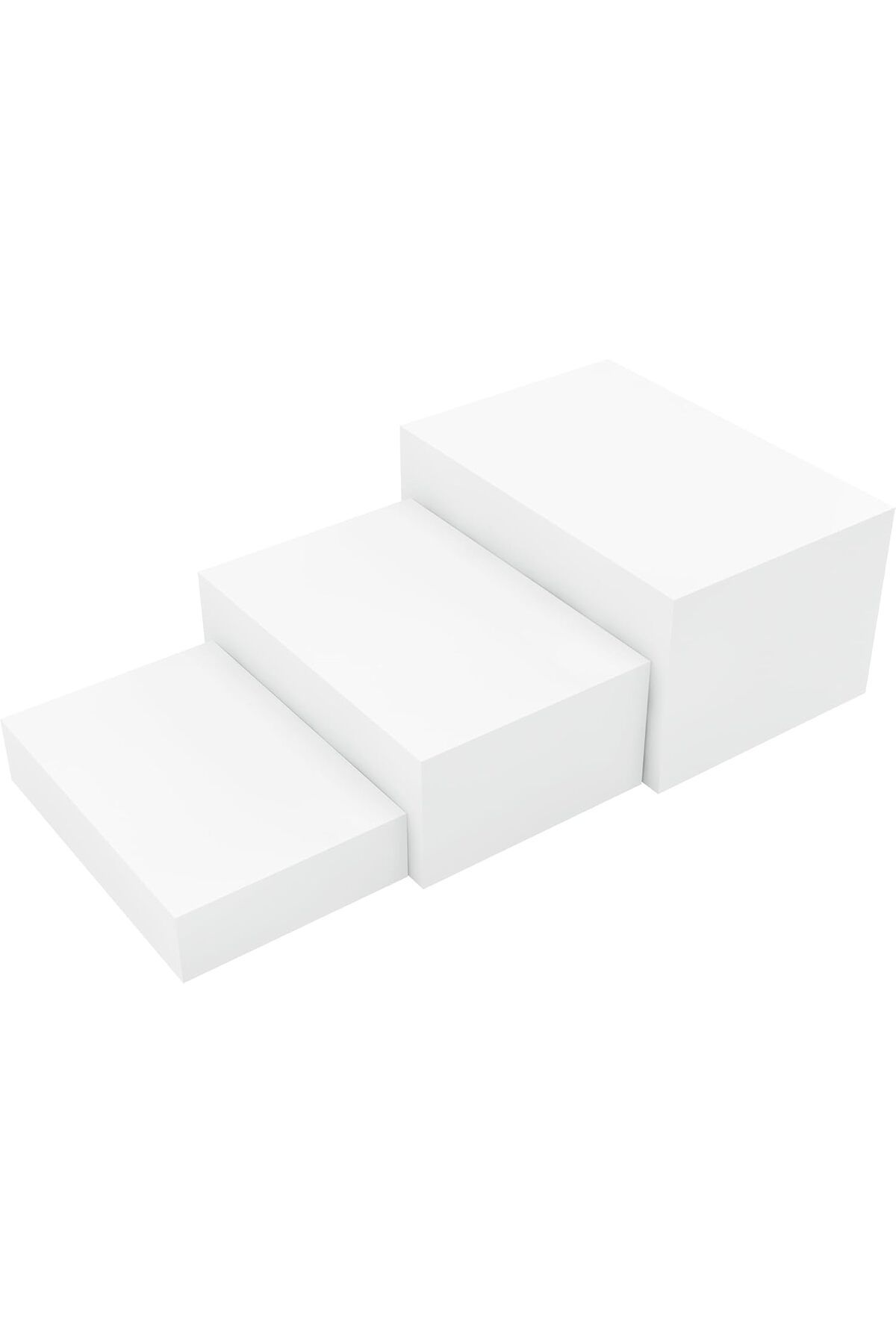 Generic-مجموعة من 3 رفوف أكريليك لطاولة البوفيه، رفوف عرض متداخلة على شكل صندوق مكعب من الأكريليك | أبيض 1