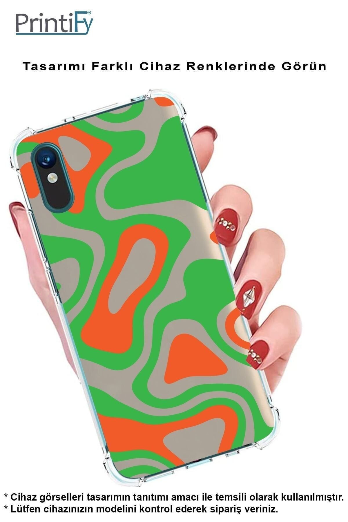 PrintiFy PrinriFy Samsung Galaxy A56 Uyumlu Renkli Desen 5 Baskılı Şeffaf Köşe Korumalı Antişok Kılıf