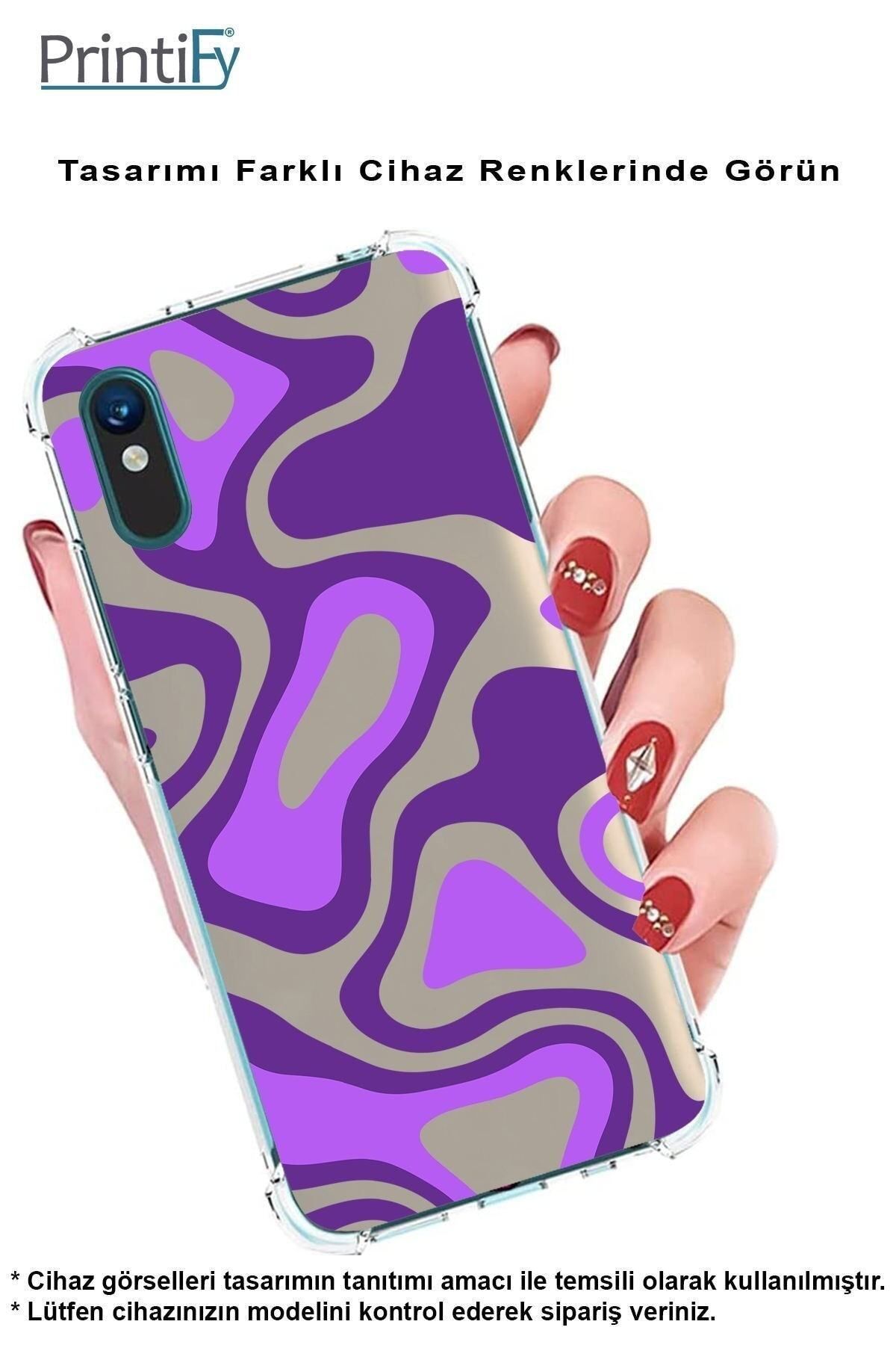 PrintiFy PrinriFy Samsung Galaxy A56 Uyumlu Renkli Desen 6 Baskılı Şeffaf Köşe Korumalı Antişok Kılıf