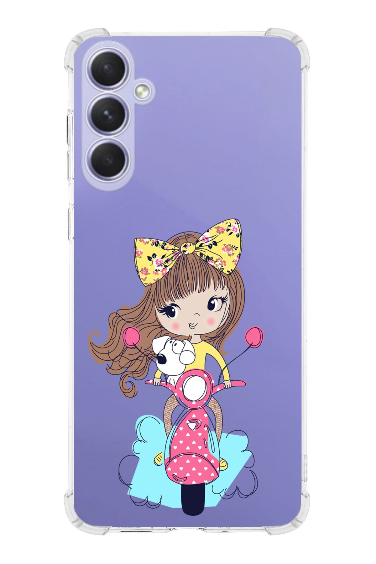 PrintiFy PrinriFy Samsung Galaxy A56 Uyumlu VespaGirl Baskılı Şeffaf Köşe Korumalı Antişok Kılıf