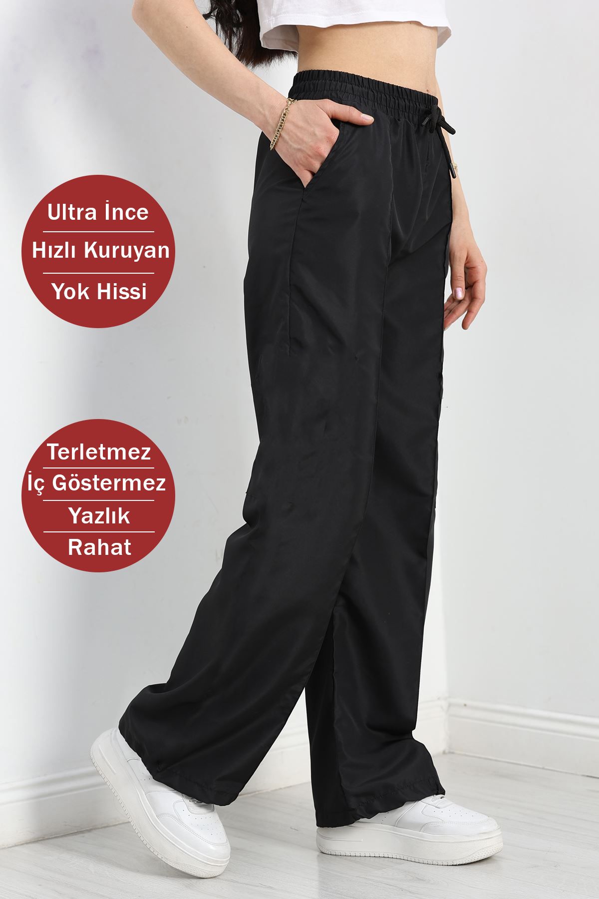 OXVİN Kadın Oversize Bol Paça, Paraşüt Kumaş, Baggy Pantolon (YAZLIK)