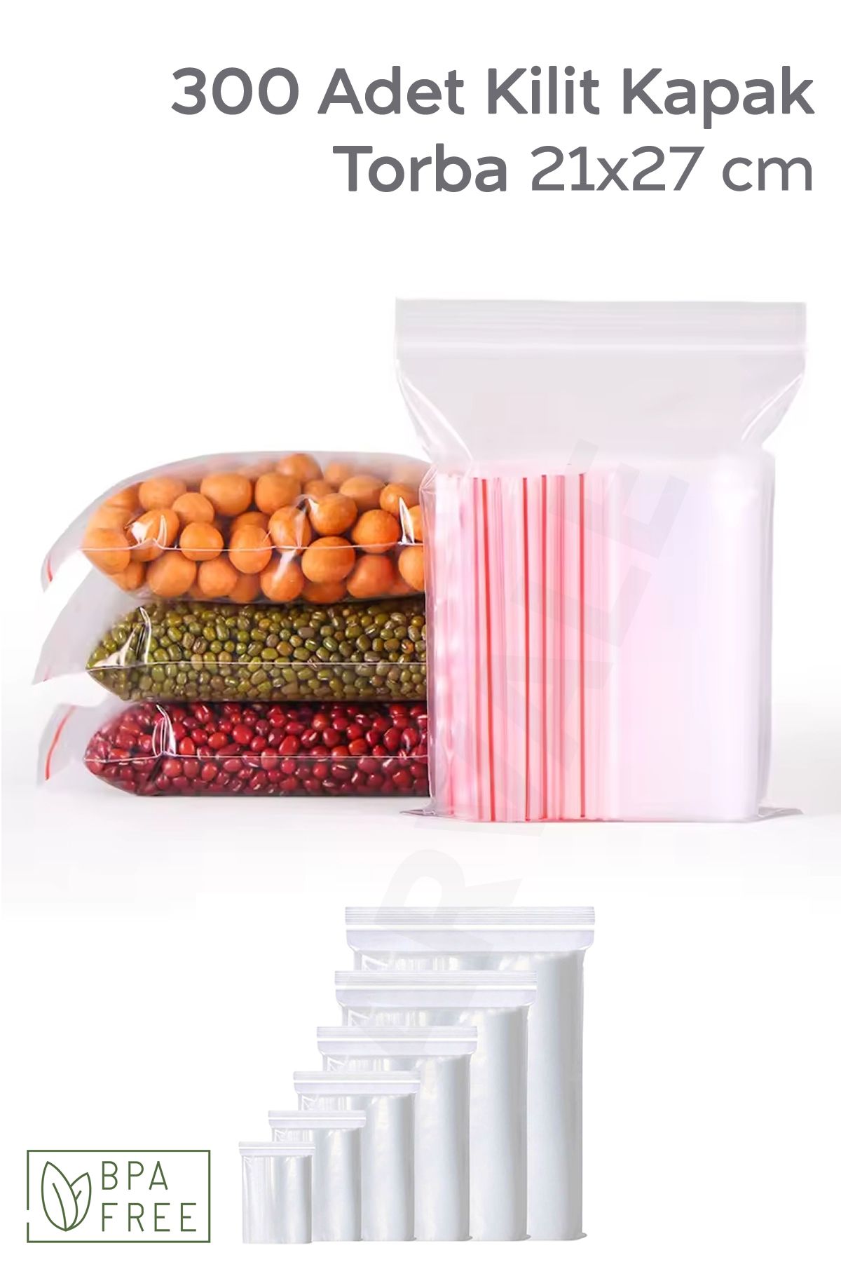 ARVALE Kilitli Buzdolabı Poşeti | Ziplock Bpa Free | Derin Dondurucu Uyumlu Saklama Poşeti 21x27 Cm -300'lü