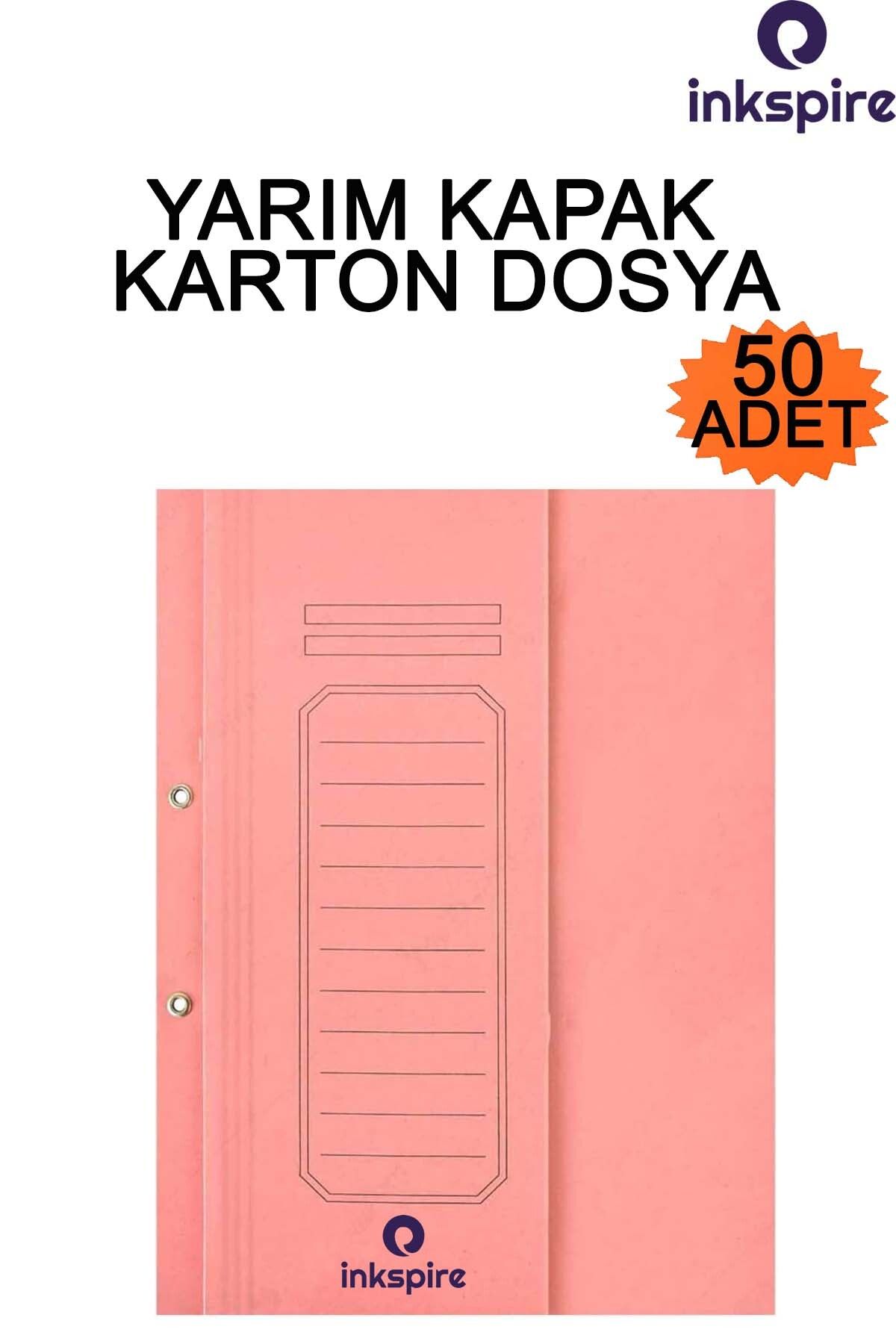 inkspire Yarım Kapak Kapsül Dosya Pembe 50 Adet Karton Telli Kapsüllü Yarım Kapak Avukat Baro Adliye Dosyası