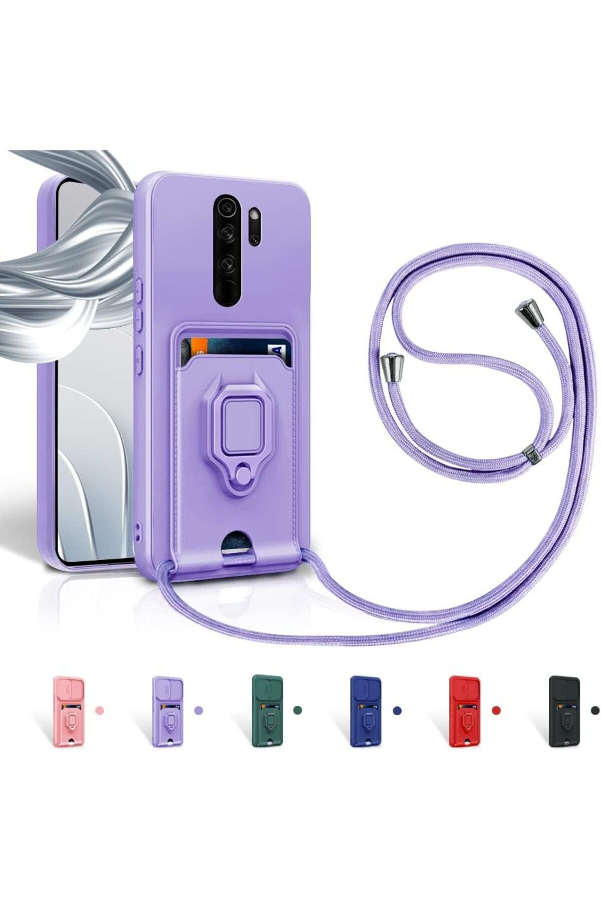 Rivor Xiaomi Redmi Note 8 Pro Uyumlu Kılıf Kamera Koruma Sürgülü Kartvizitli Kartlıklı Standlı Kapak