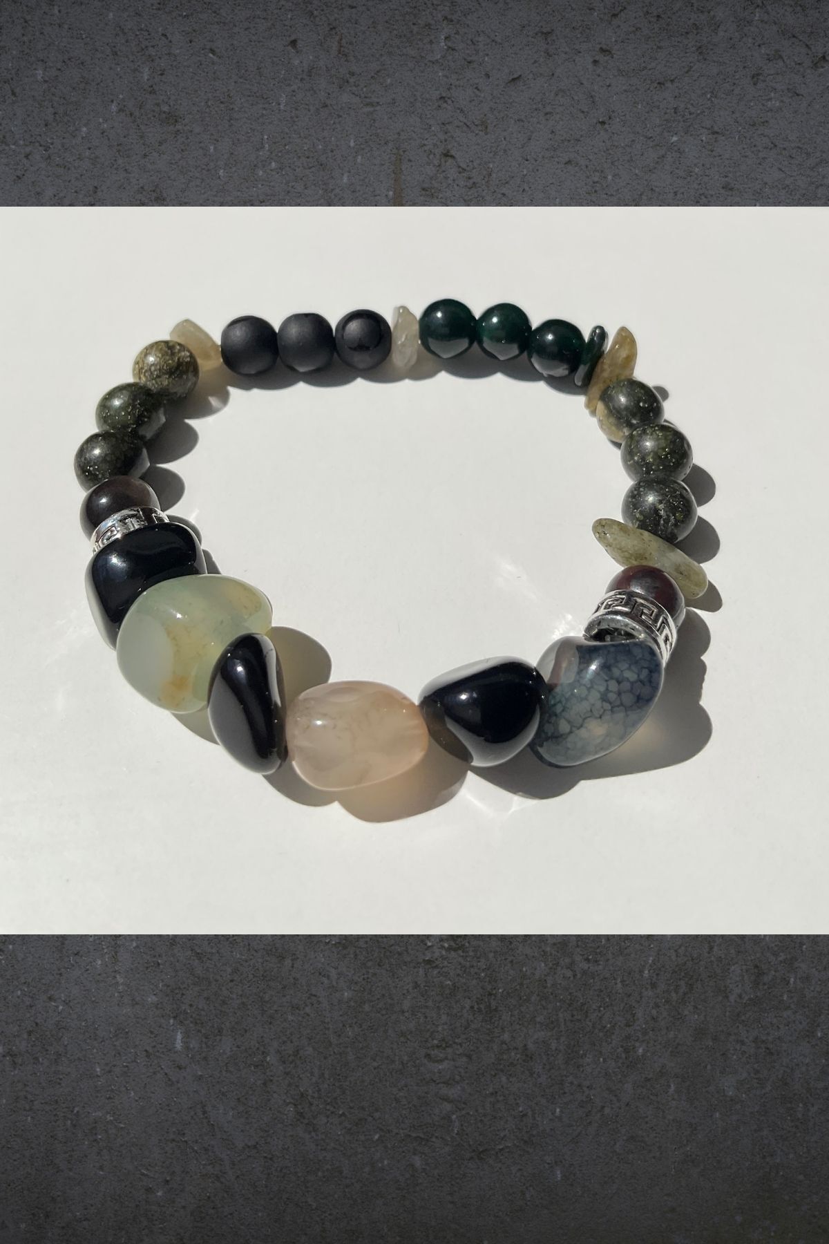 QUARTZALL Sodalit,Akik,jasper,Serpantin, Hematit ,Labradorit, Moldavit,Shungite Dogal Taş Erkek Bileklik
