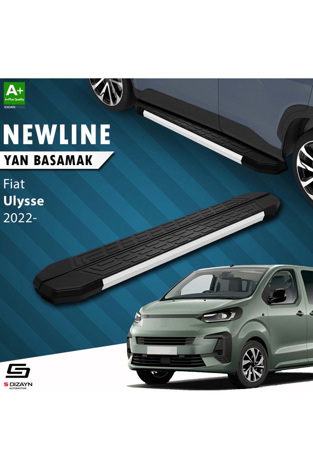 Life Tuning S-Dizayn Fiat Ulysse Uzun Şase NewLine Aluminyum Yan Basamak 243 Cm 2022 Üzeri A+ Kalite