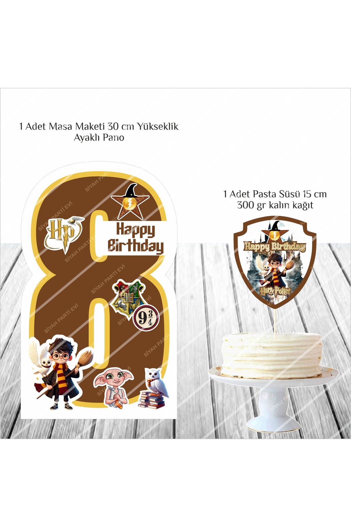 SİYAH PARTİ EVİ Harry Potter 8 Yaş Doğum Günü Masa Maketi / Pasta Süsü