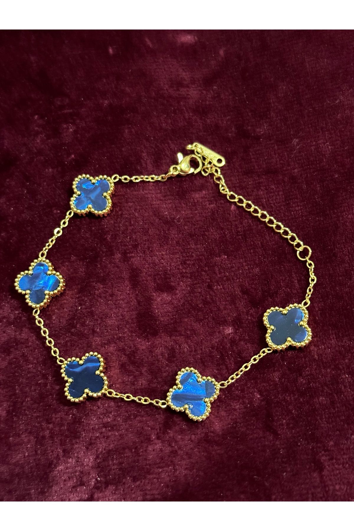 MODA Gold Sedefli Van Cleef Mavi Bileklik