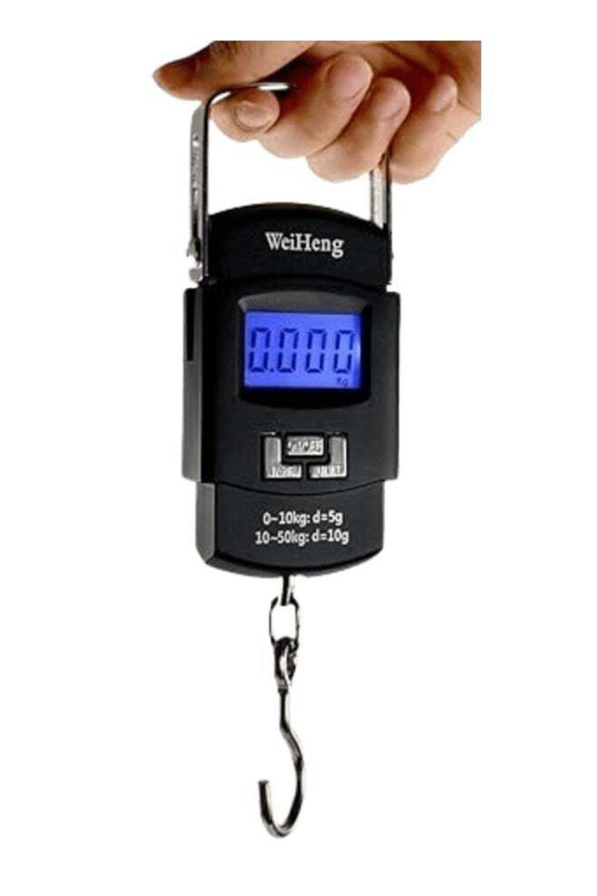 ميزان معلق رقمي محمول بسعة 50 كجم مع خطاف كبير (أسود)/كاتا 50 كجم