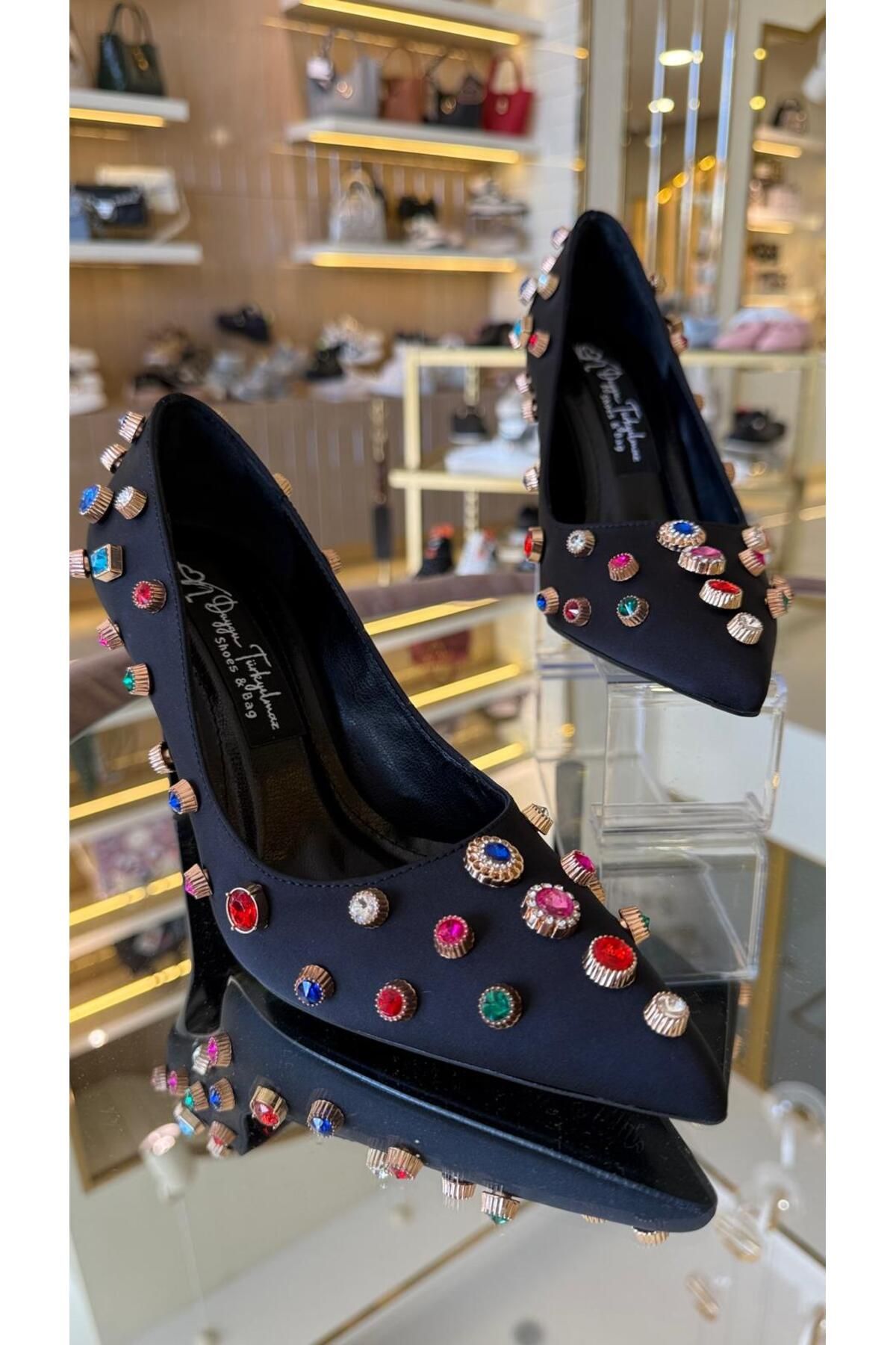 DUYGUSHOESBAG İthal Taşlı Model Özel Tasarım Kadın Stiletto