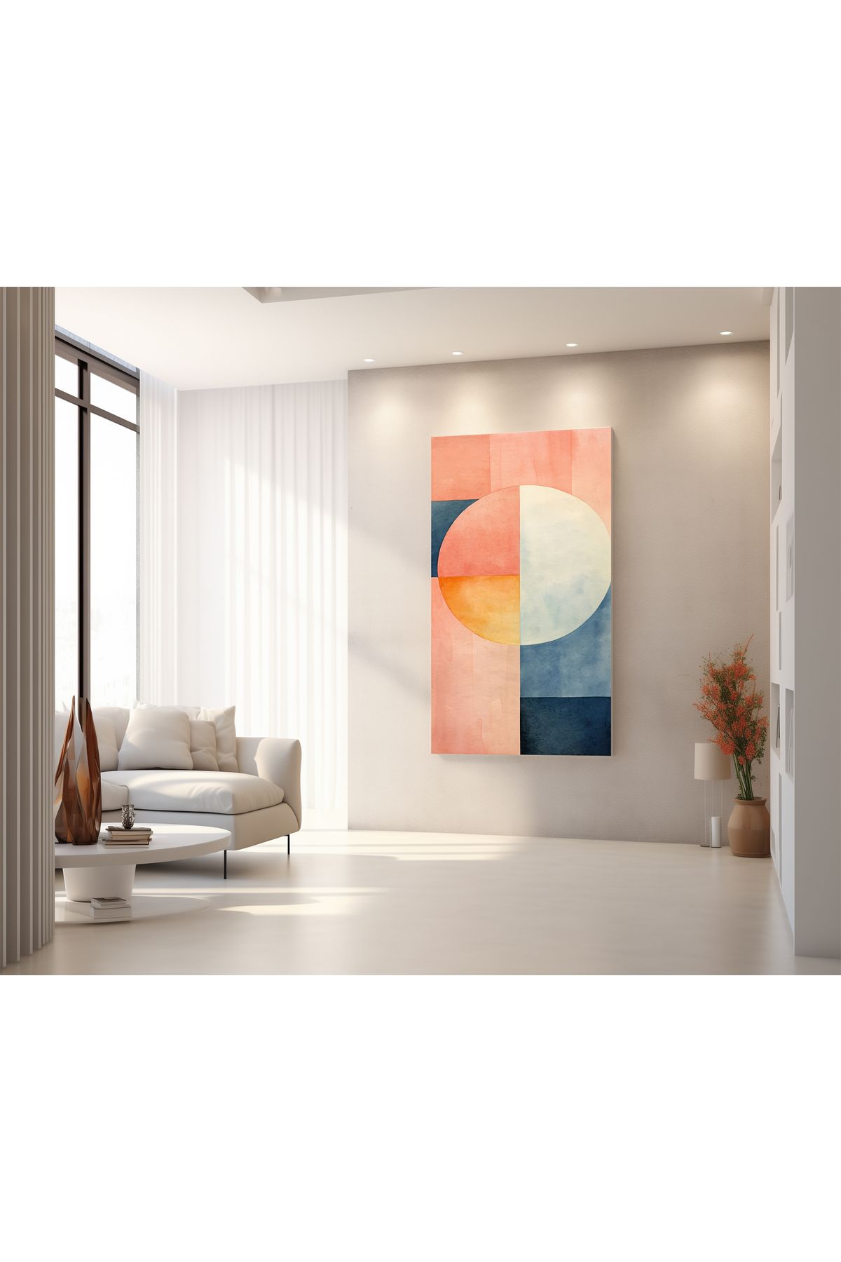 titer %100 Pamuklu Kanvas Tablo - Geometrik Soyut Pastel Tonlar UV Baskı Poster (3x3 cm, Fırınlanmış Şase)