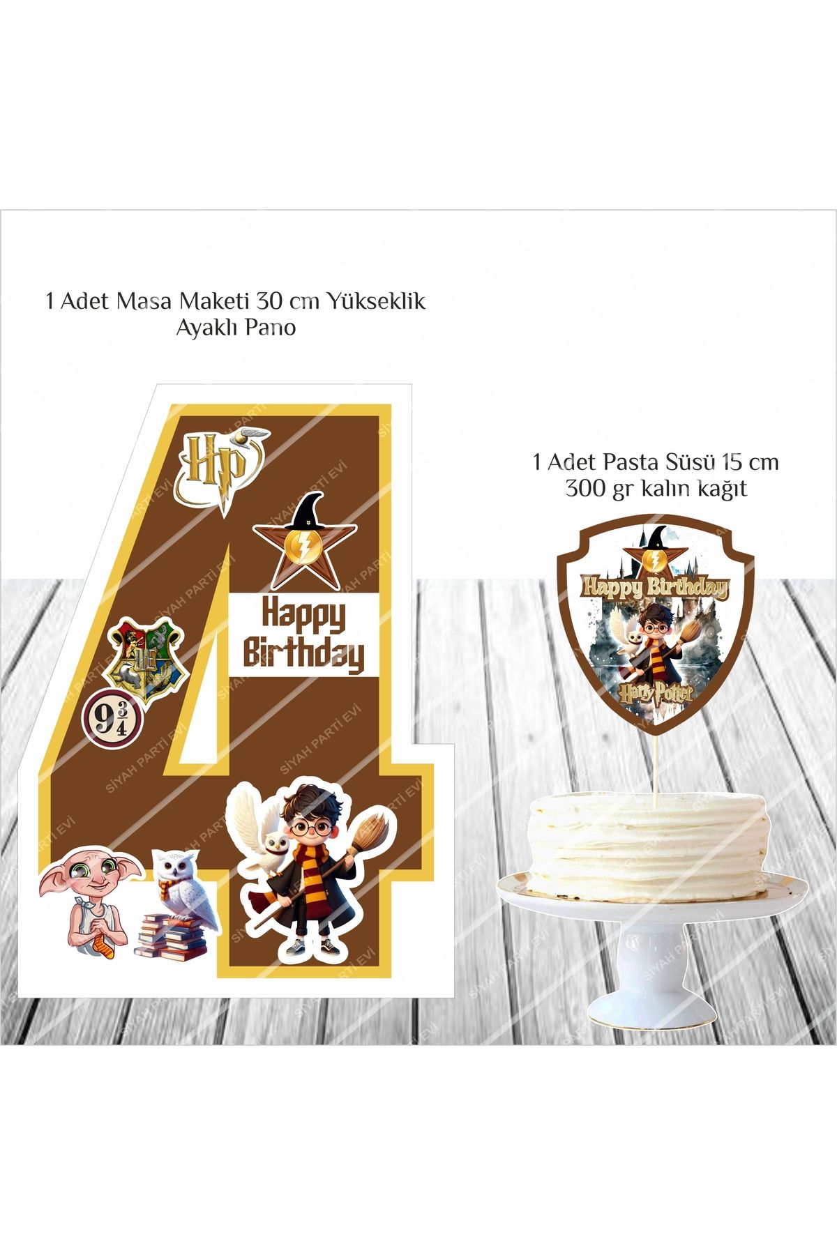 SİYAH PARTİ EVİ Harry Potter 4 Yaş Doğum Günü Masa Maketi / Pasta Süsü
