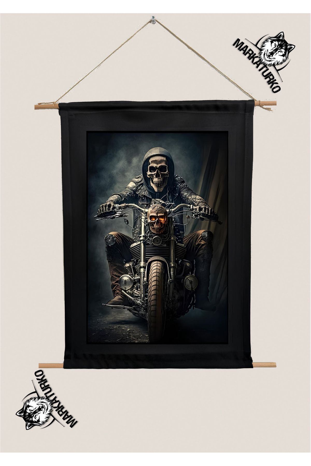 MarkaTurko MOTORCU KURU KAFA ÖZEL TASARIM SÜBLİMASYON BASKI TABLO 1976-20