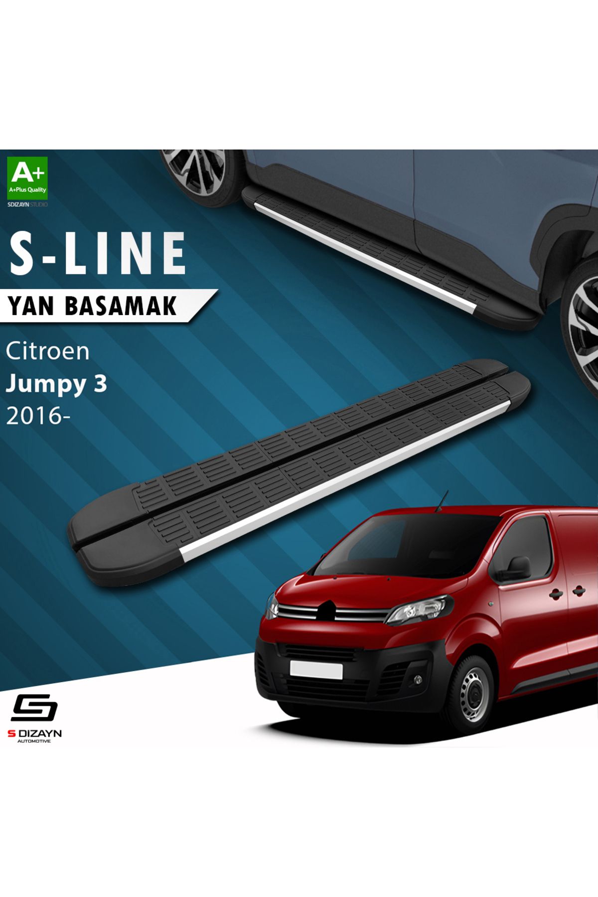 Life Tuning S-Dizayn Citroen Jumpy 3 Kısa Şase S-Line Aluminyum Yan Basamak 213 Cm 2016 Üzeri A+ Kalite
