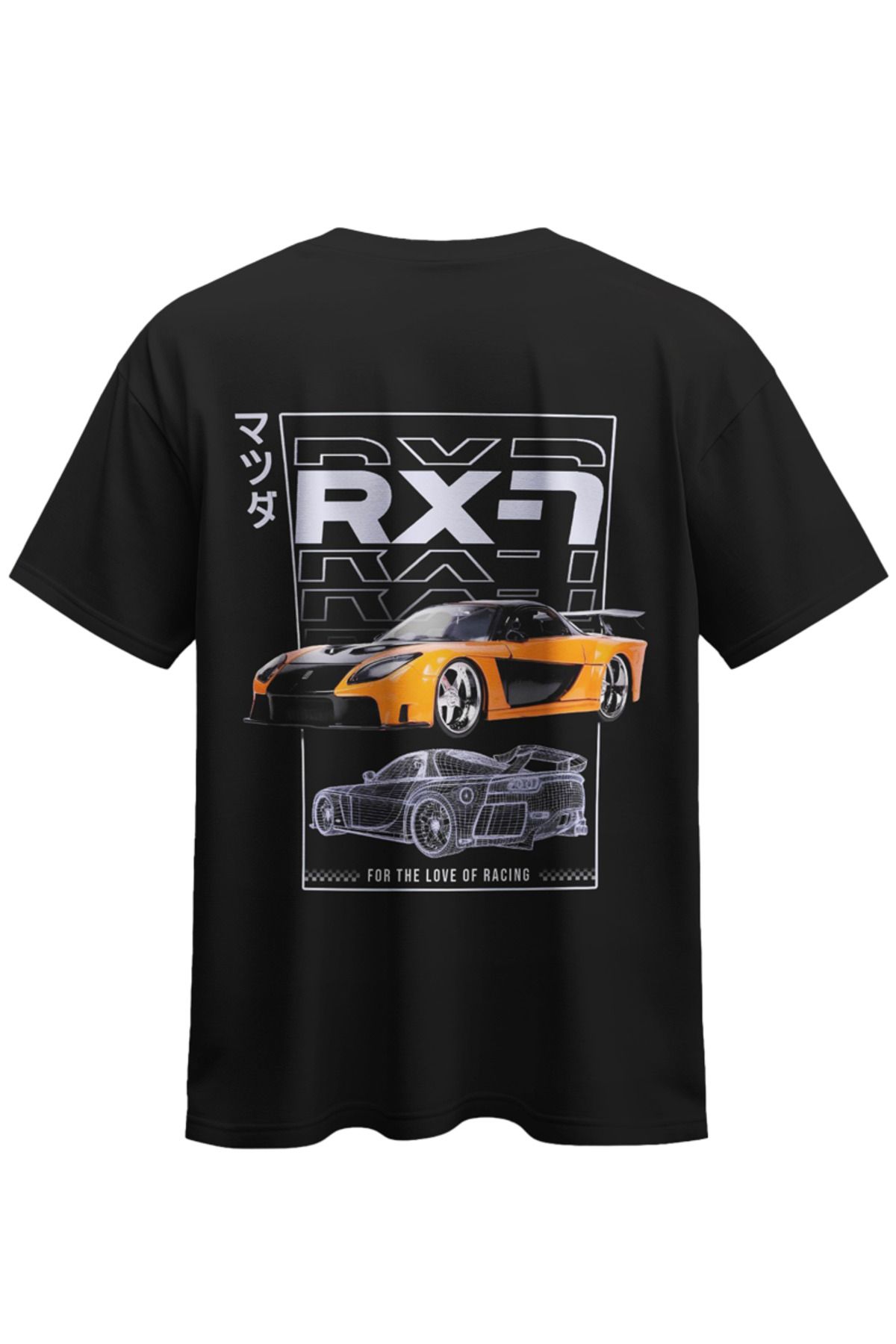 CEVİNDİ Unisex RX-7 Özel Tasarım Baskılı Pamuklu Compact Penye T-shirt (oversize)