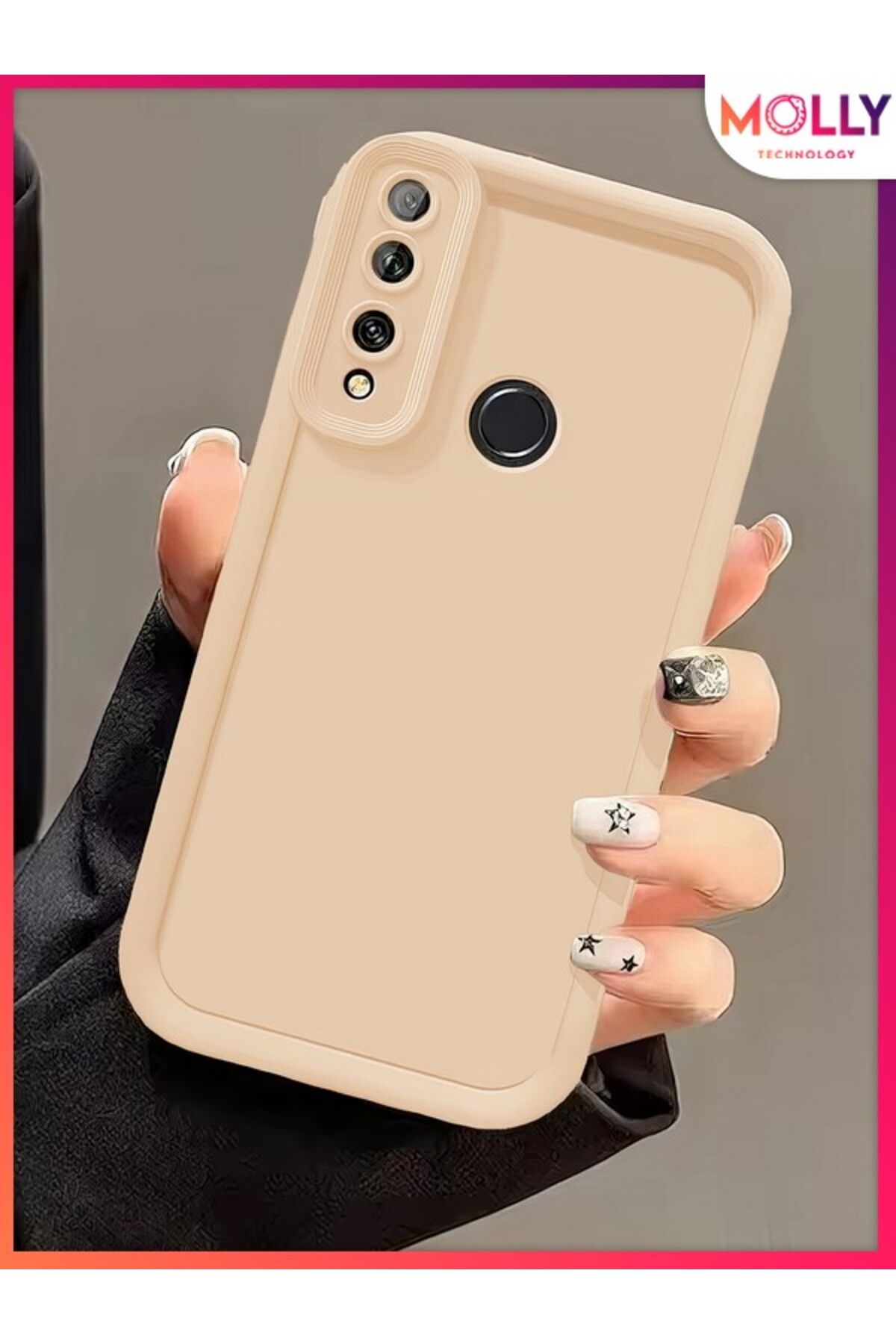 Molly Huawei Y9 PRİME 2019 İçin Bej Kenarları Kalın Pan Silikon Kılıf