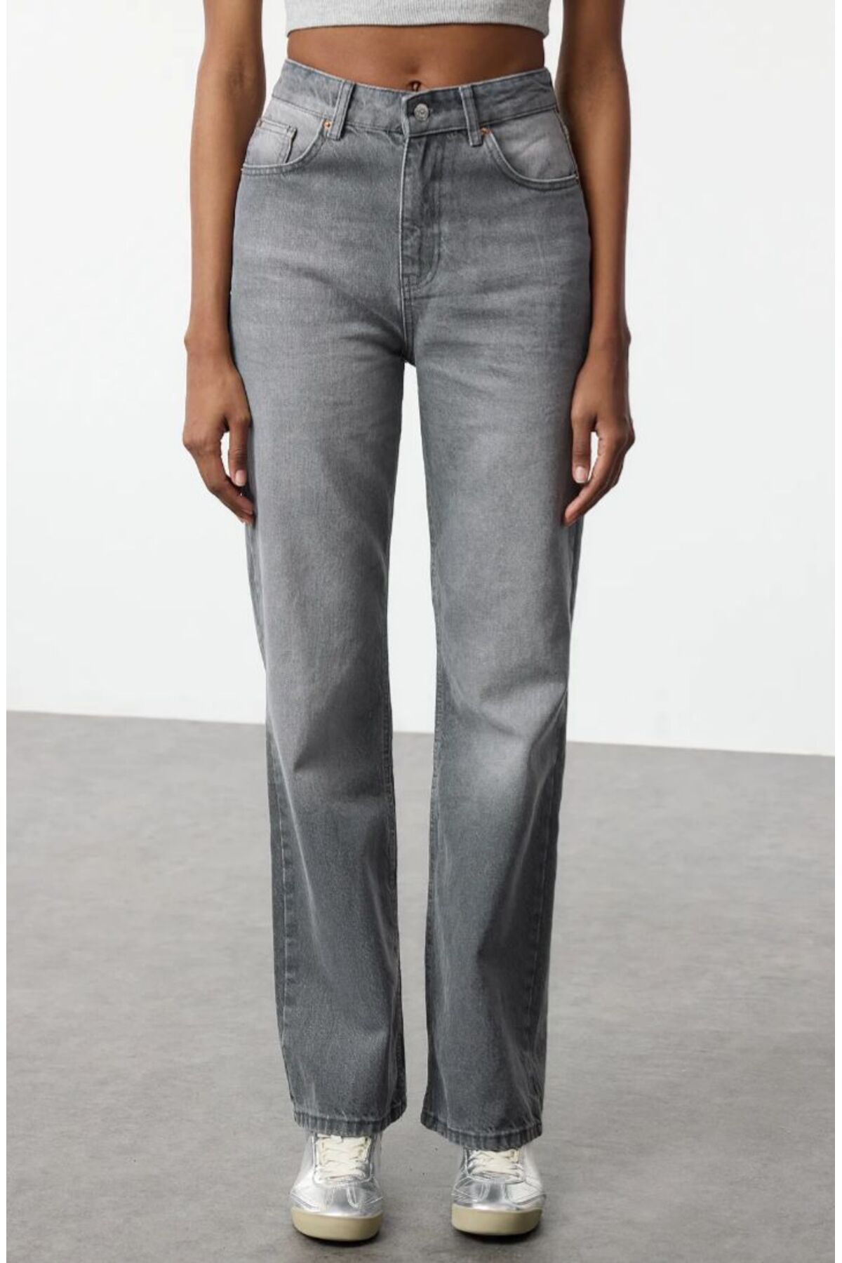 KARACAN COMPANY Soluk Efekt Vintage Yüksek Bel Wide Leg Jeans