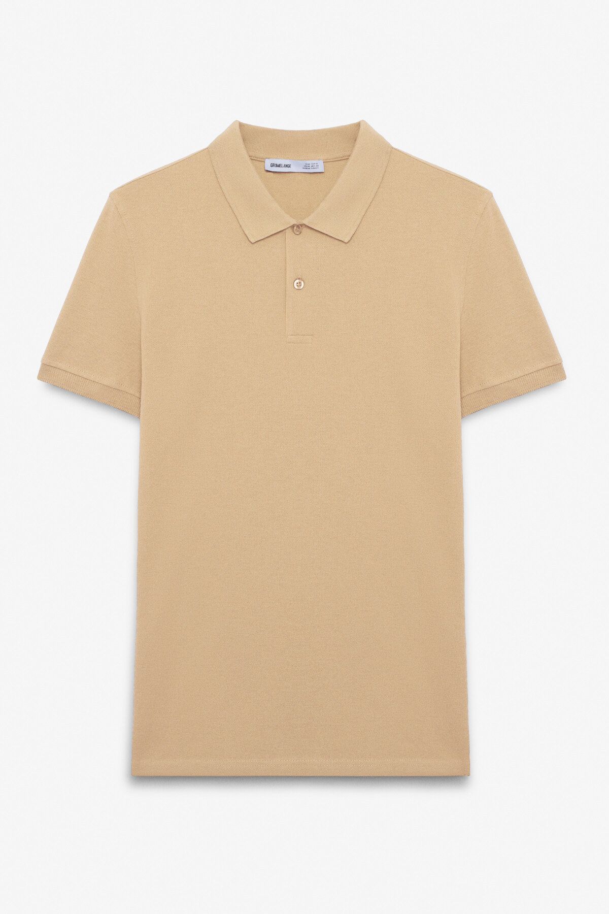 GRIMELANGE SKYLOOM Erkek %100 Pamuk Kısa Kollu Regular Fit Bej Polo Yaka T-shirt