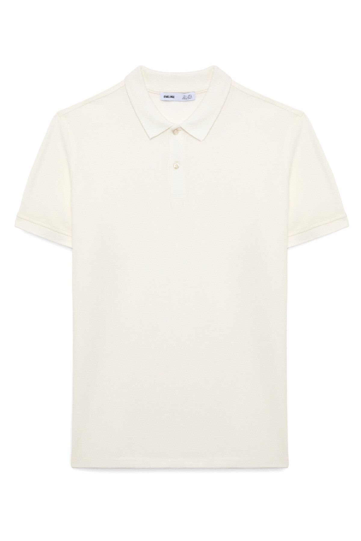 GRIMELANGE FLEXORE Erkek %100 Pamuk Kısa Kollu Regular Fit Ekru Polo Yaka T-shirt
